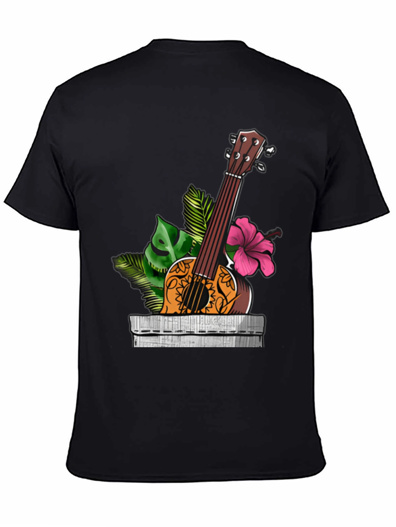 Black Tropical Ukulele Graphic Tee - Island Vibes view 4