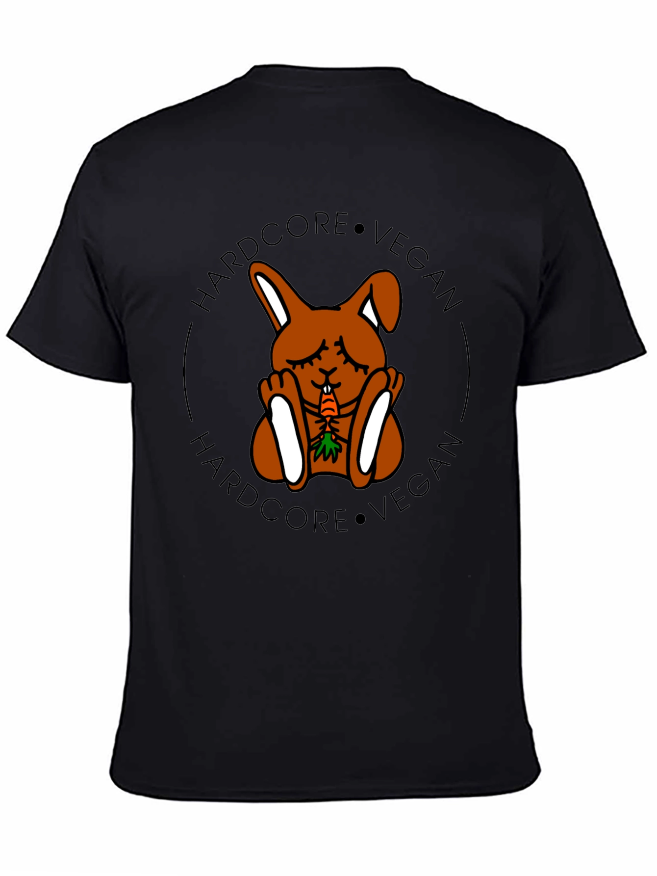 Black Hardcore Vegan Rabbit Tee - Unisex Black T-Shirt view 4