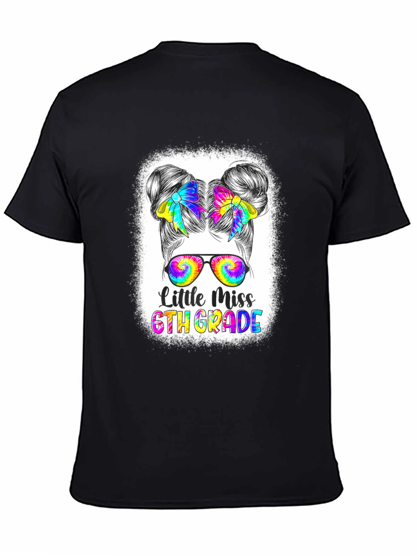 Black Little Miss 6th Grade Tie Dye T-Shirt view 4