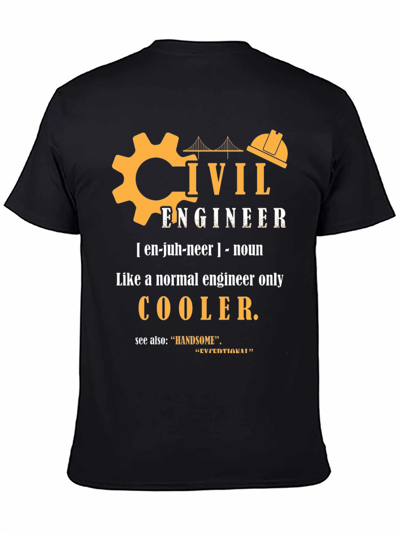 Black Civil Engineer Definition Graphic Tee view 4