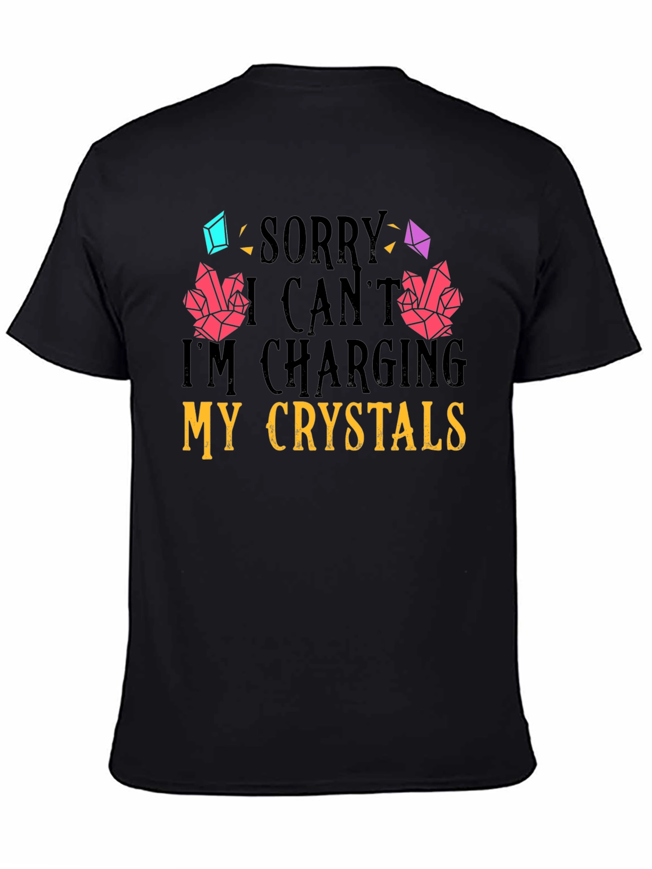 Black Charging Crystals Graphic T-Shirt view 4