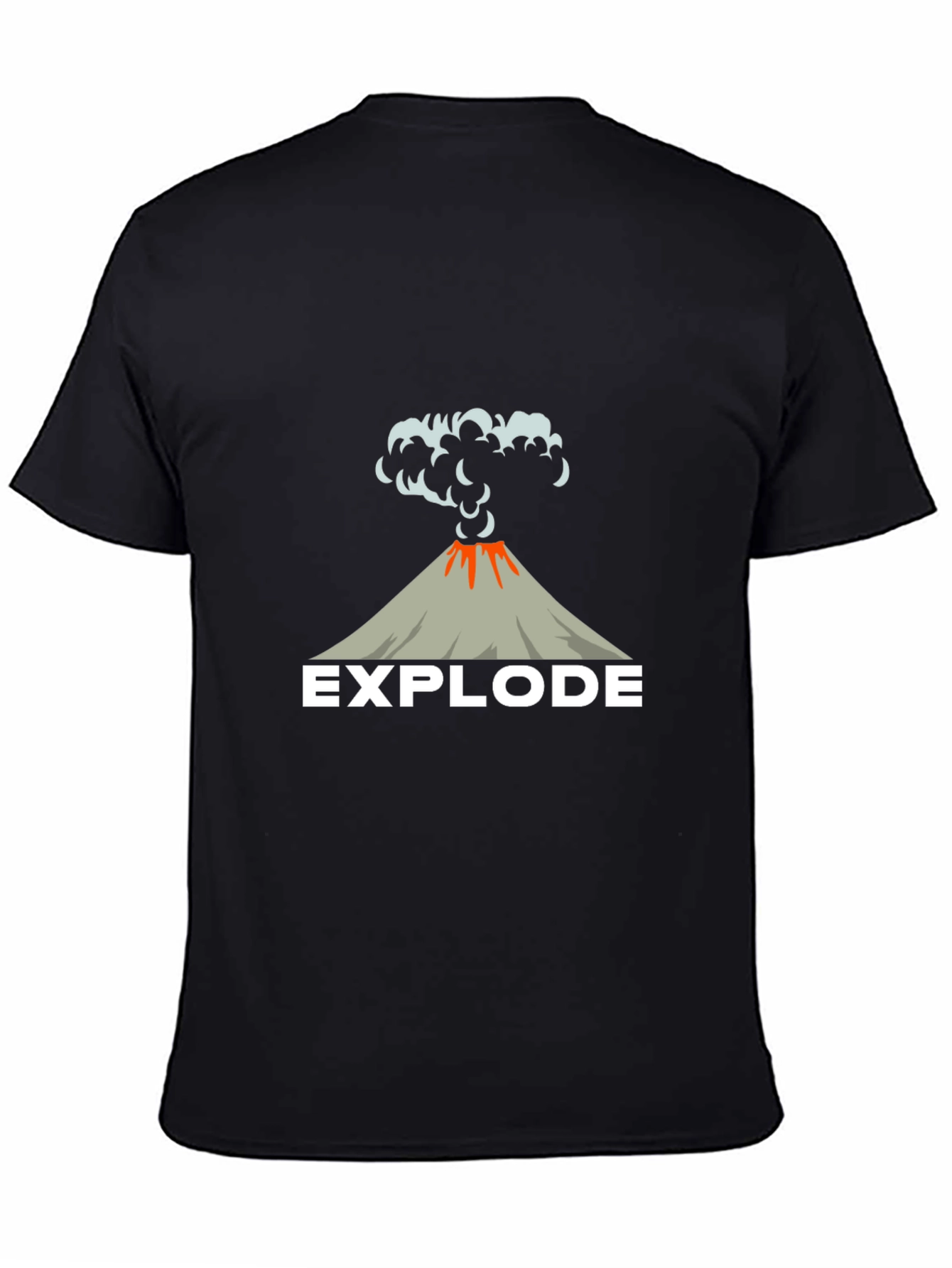 Black Explode Volcano Graphic Tee - Black Cotton T-Shirt view 4
