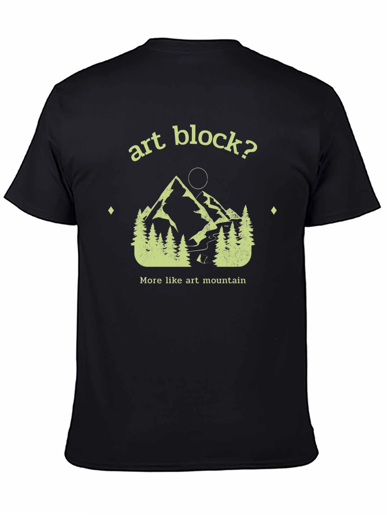 Black Art Block Mountain T-Shirt, Funny Creative Design Tee view 4