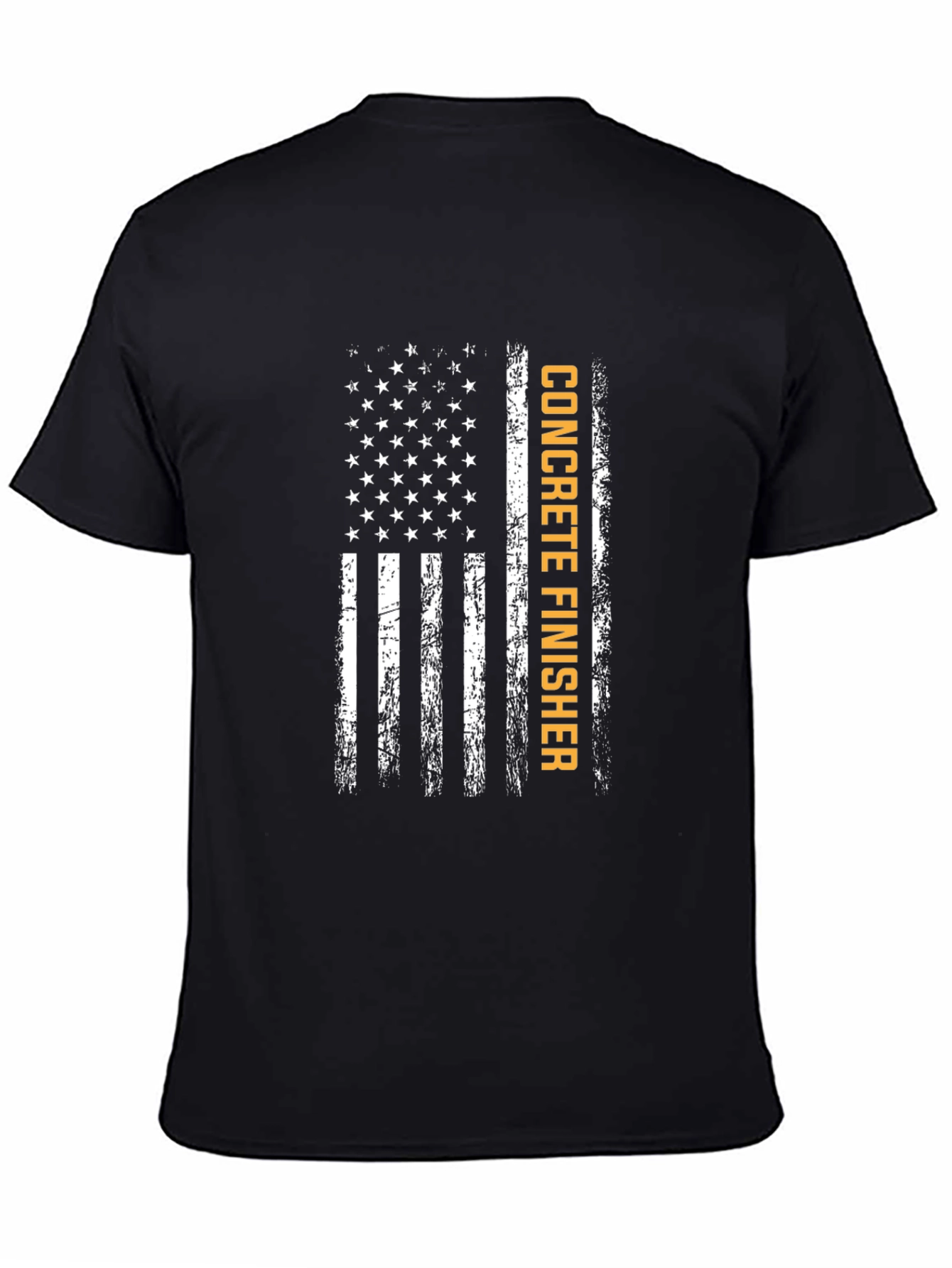Black Concrete Finisher American Flag T-Shirt view 4