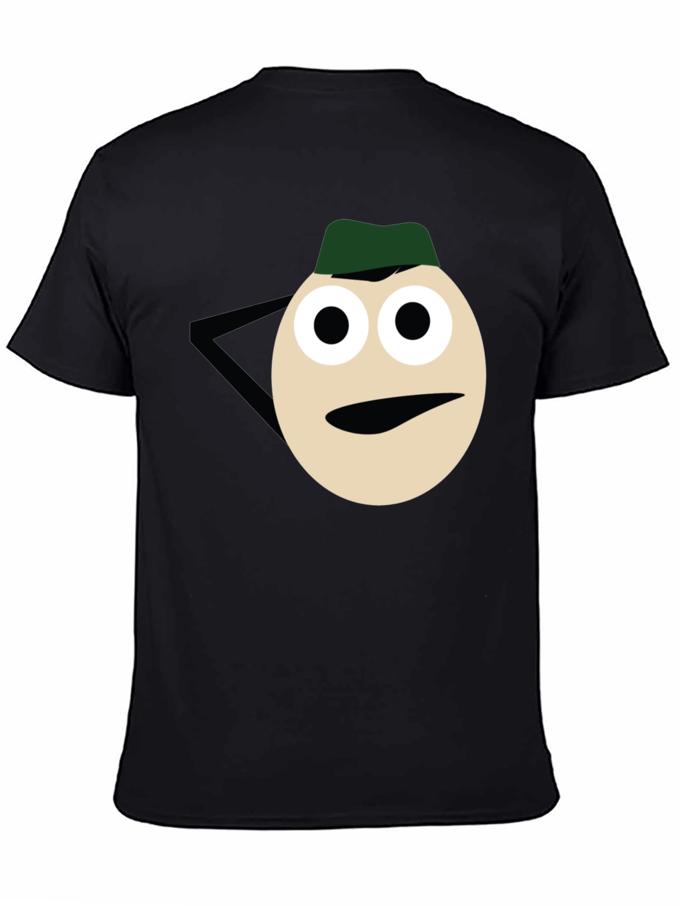 Black Funny Cartoon Face Graphic Tee - Black Casual T-Shirt view 4