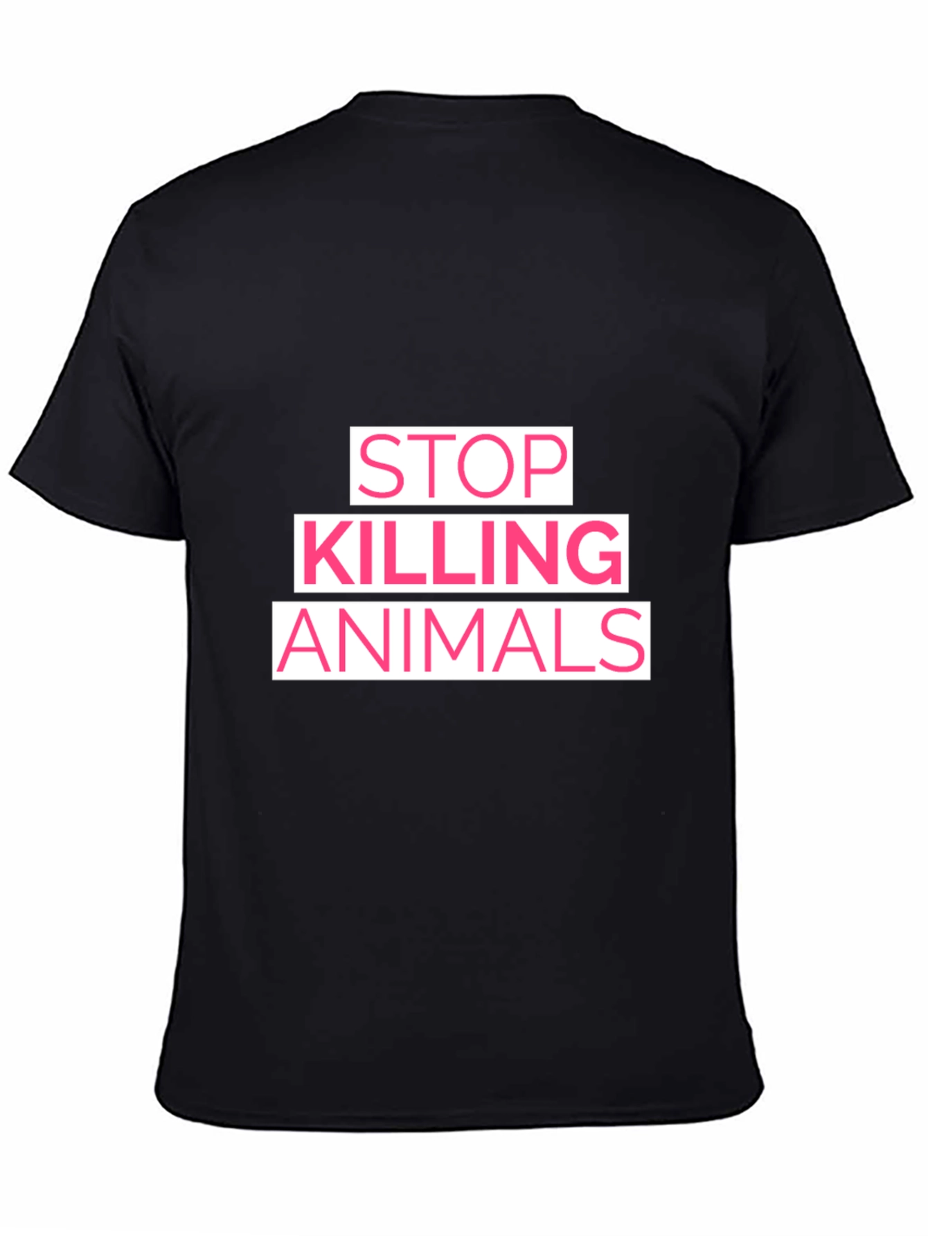 Black Stop Killing Animals Graphic T-Shirt - Black view 4