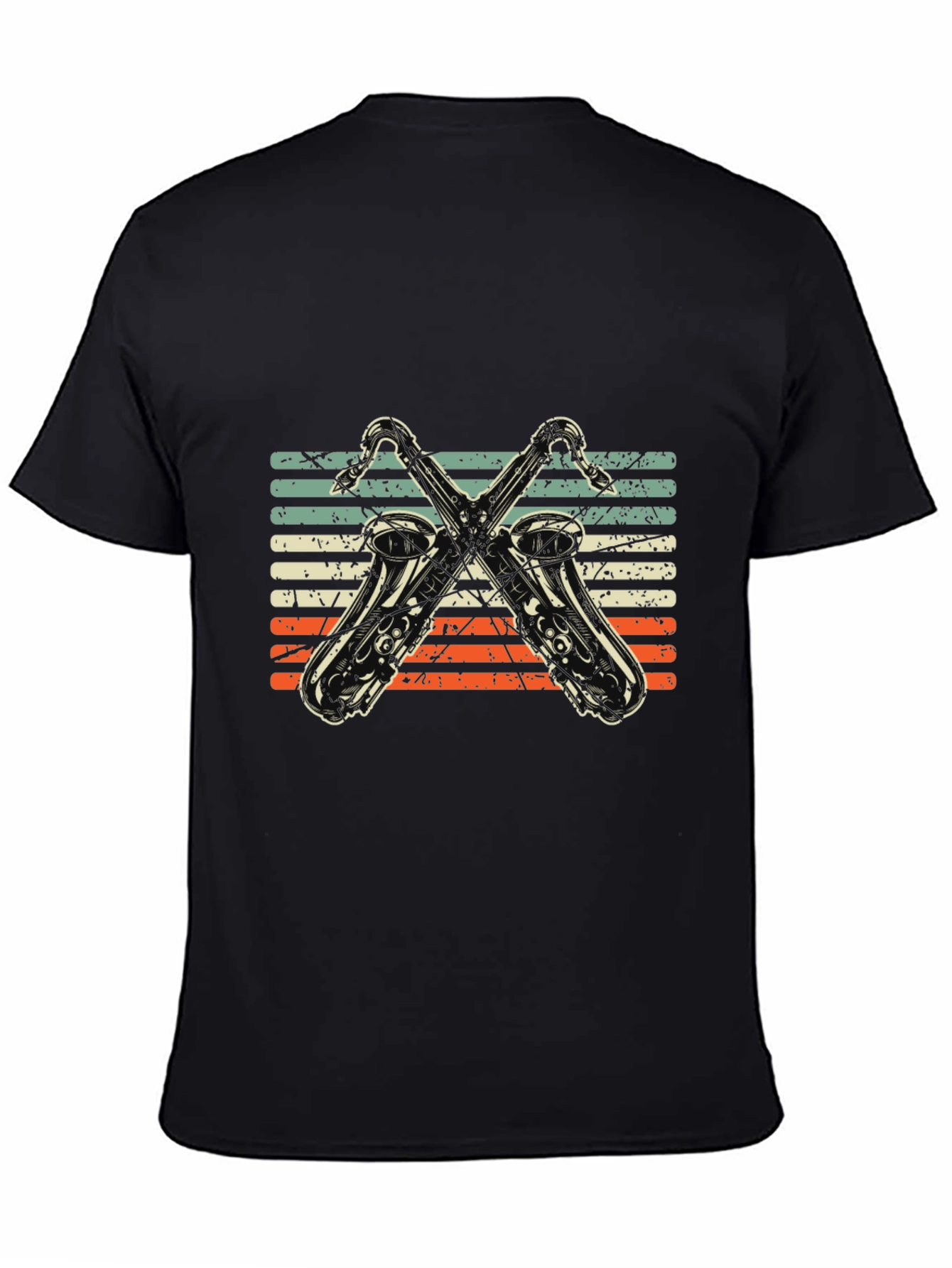 Black Vintage Saxophone T-Shirt: Retro Music Tee view 4