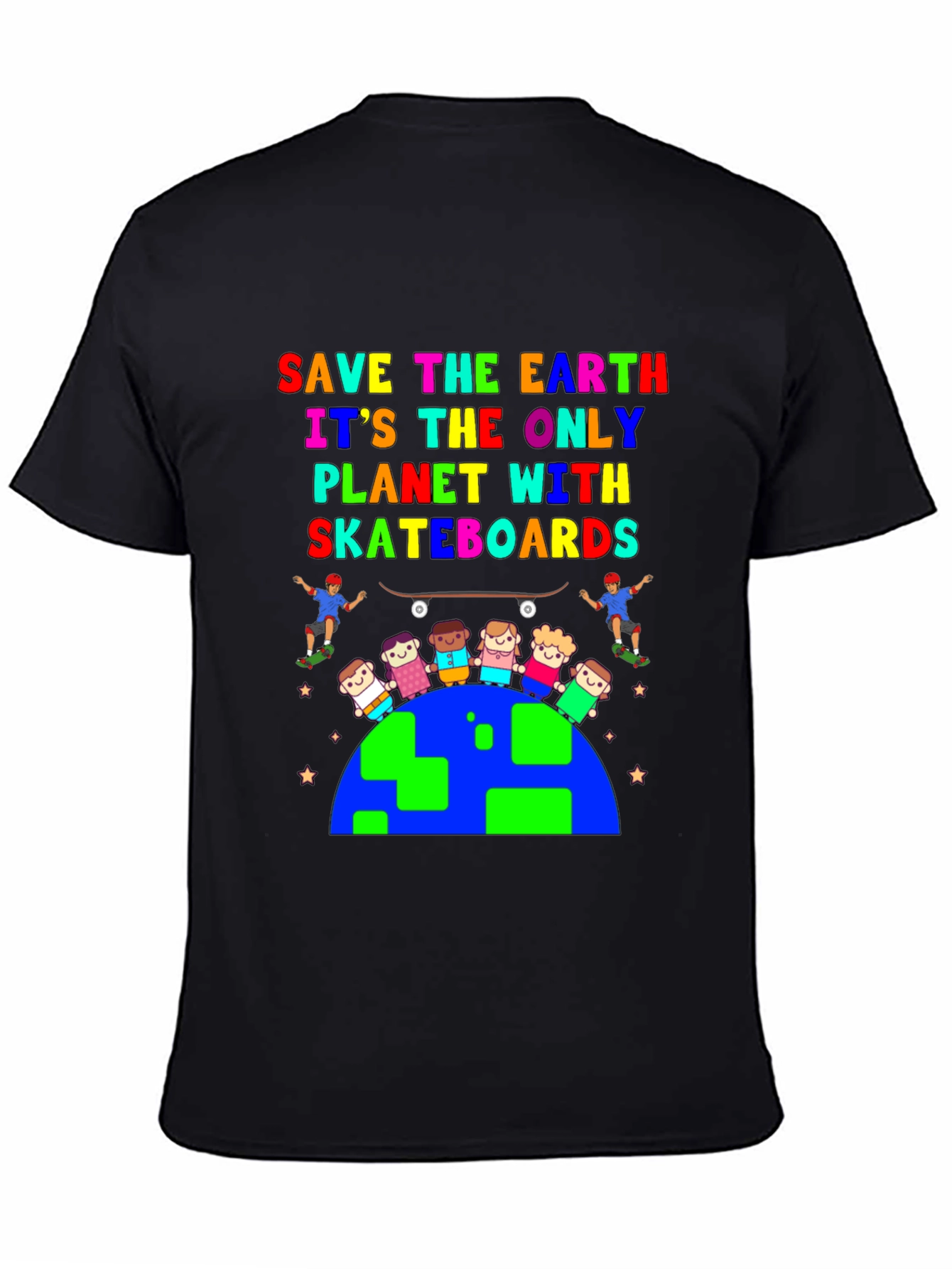 Black Save the Earth Skateboard T-Shirt view 4