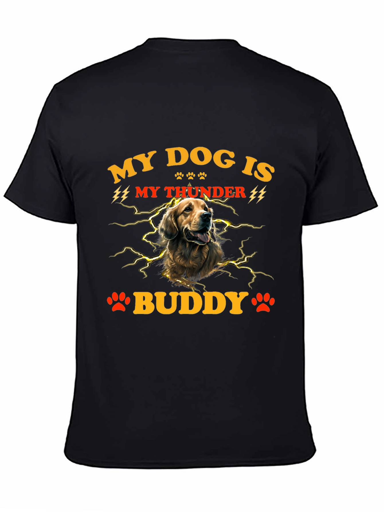 Black My Dog Is My Thunder Buddy T-Shirt view 4