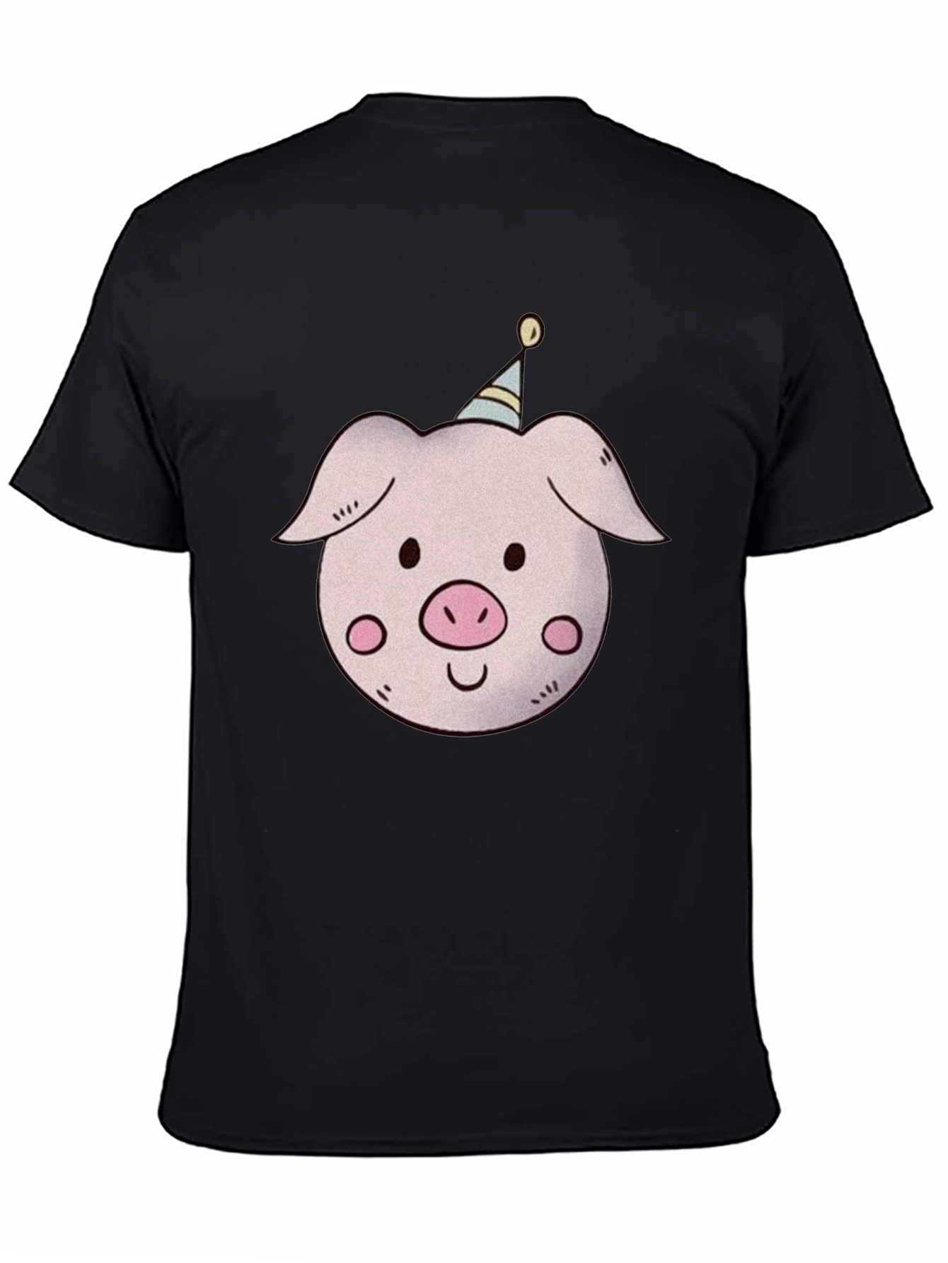 Black Pig with Party Hat T-Shirt - Unisex view 4