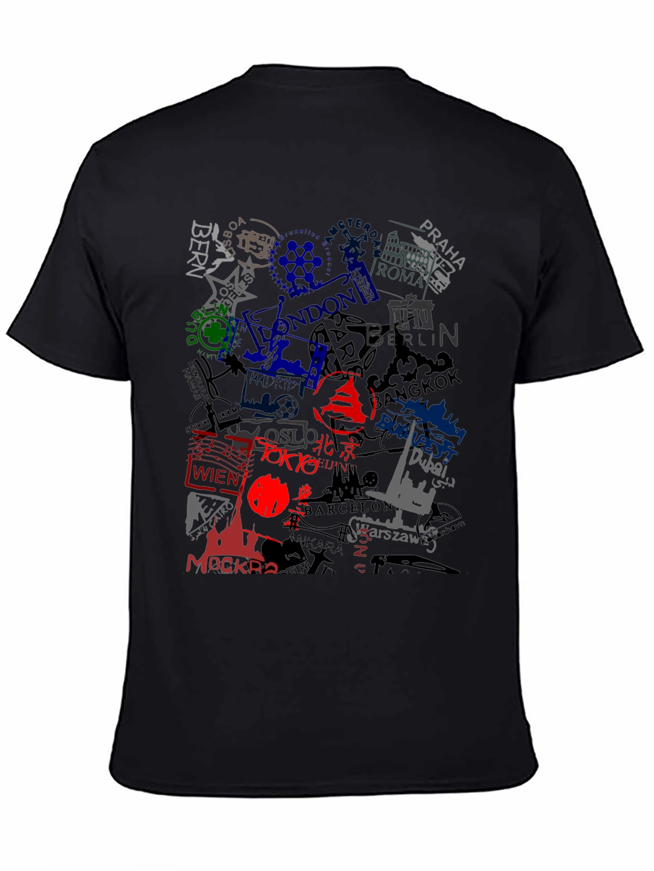 Black World Cities Graphic Print Black T-Shirt view 4