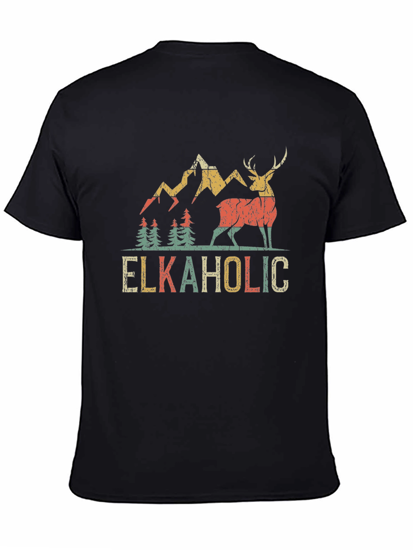 Black Elkaholic Graphic Tee - Men's Black T-Shirt view 4