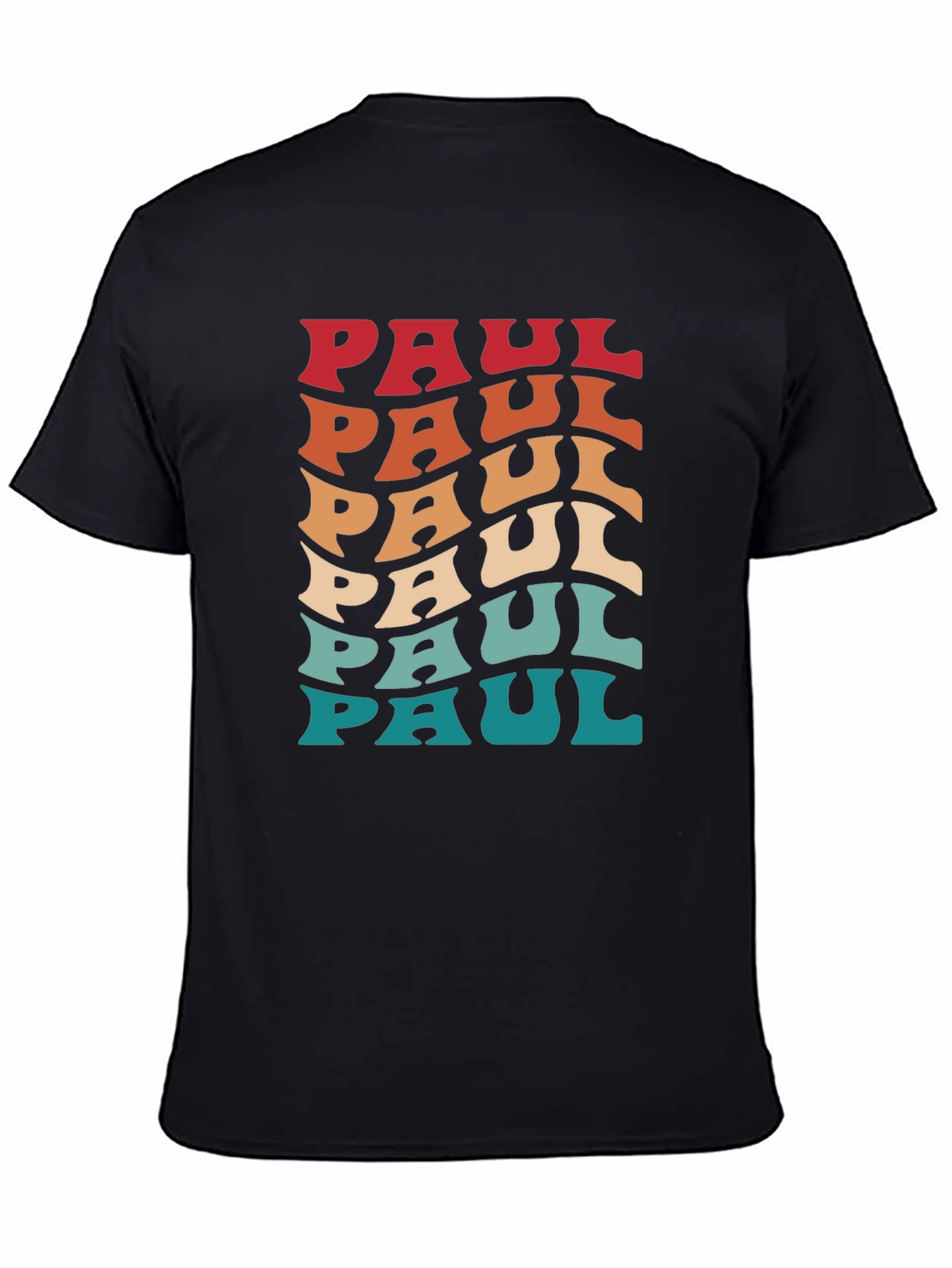 Black Retro Paul Name T-Shirt - Cool Wavy Design view 4