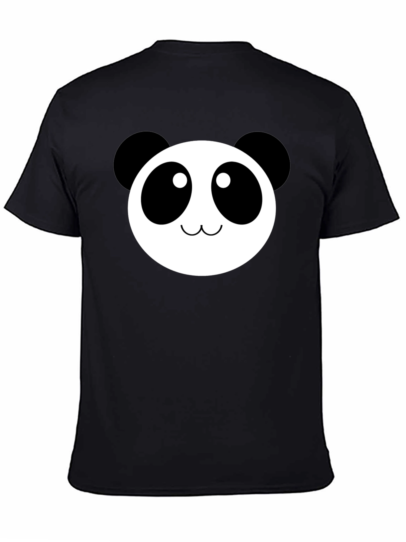 Black Cute Panda Face Graphic Black T-Shirt view 4