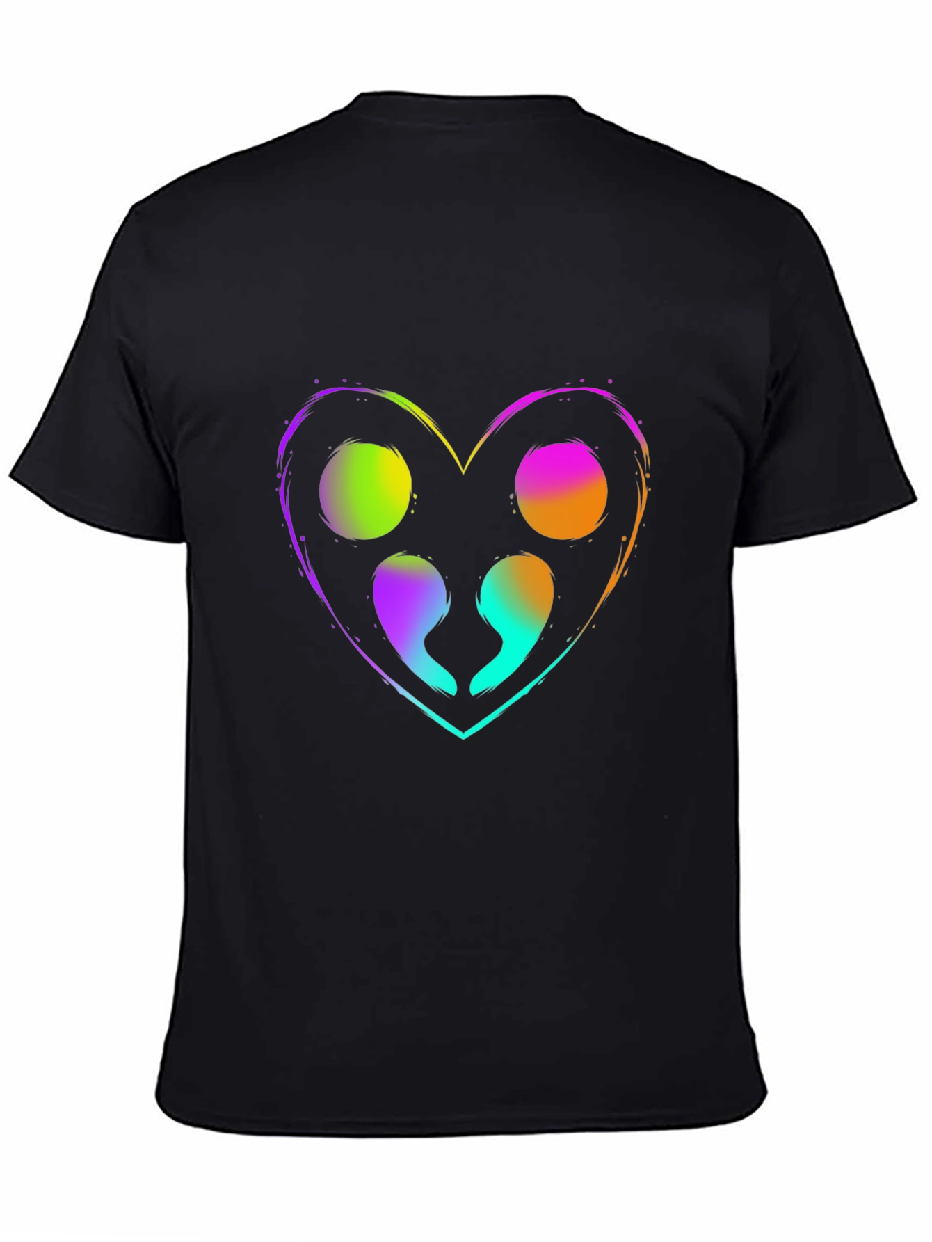 Black Colorful Semicolon Heart Graphic T-Shirt view 4