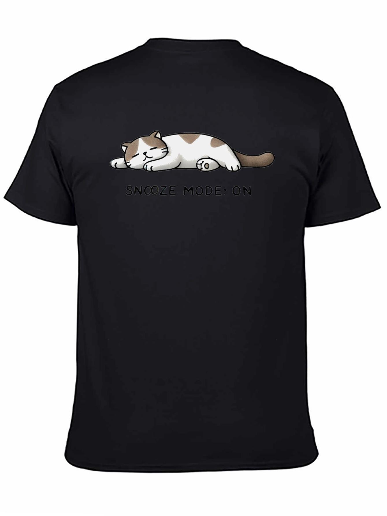 Black Snooze Mode Cat T-Shirt - Cute & Comfy view 4