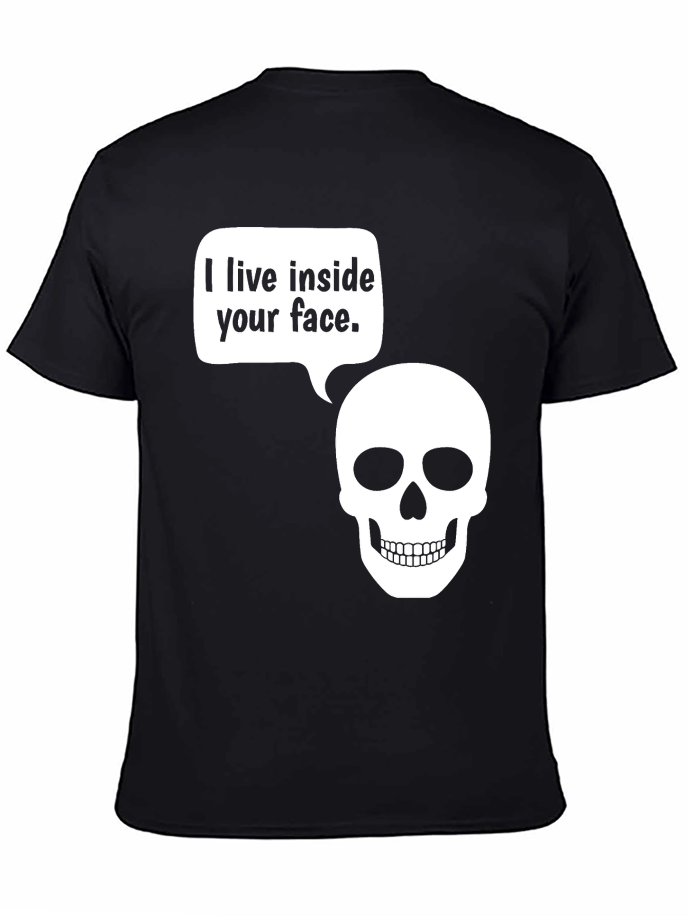 Black Skull Face T-Shirt - Funny Graphic Tee view 4