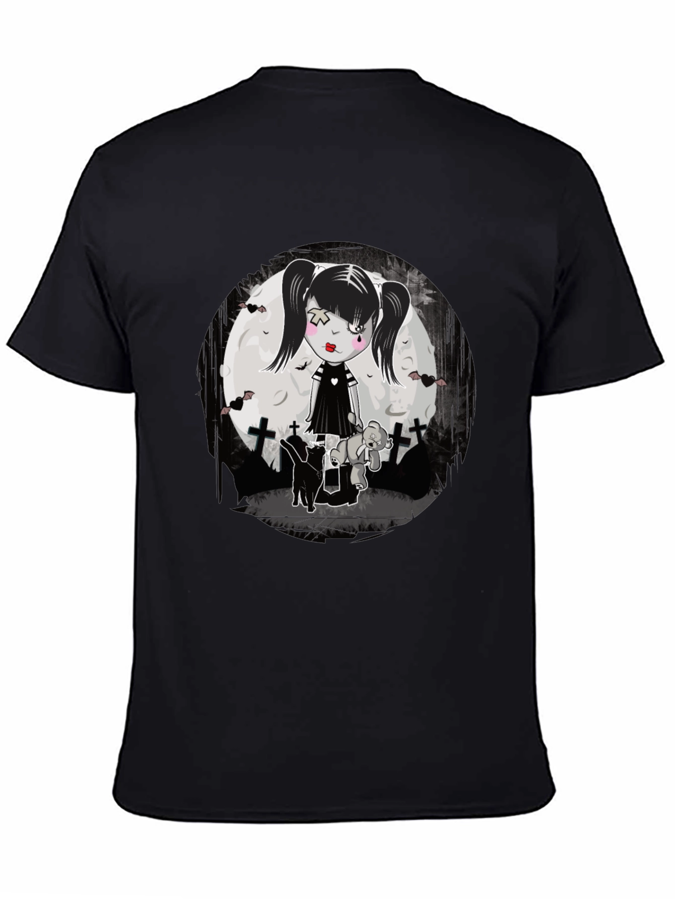 Black Gothic Girl T-Shirt - Emo Style view 4