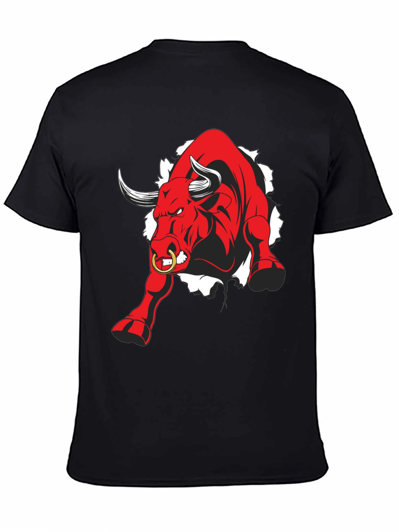 Black Raging Bull Graphic Tee - Black Cotton T-Shirt view 4