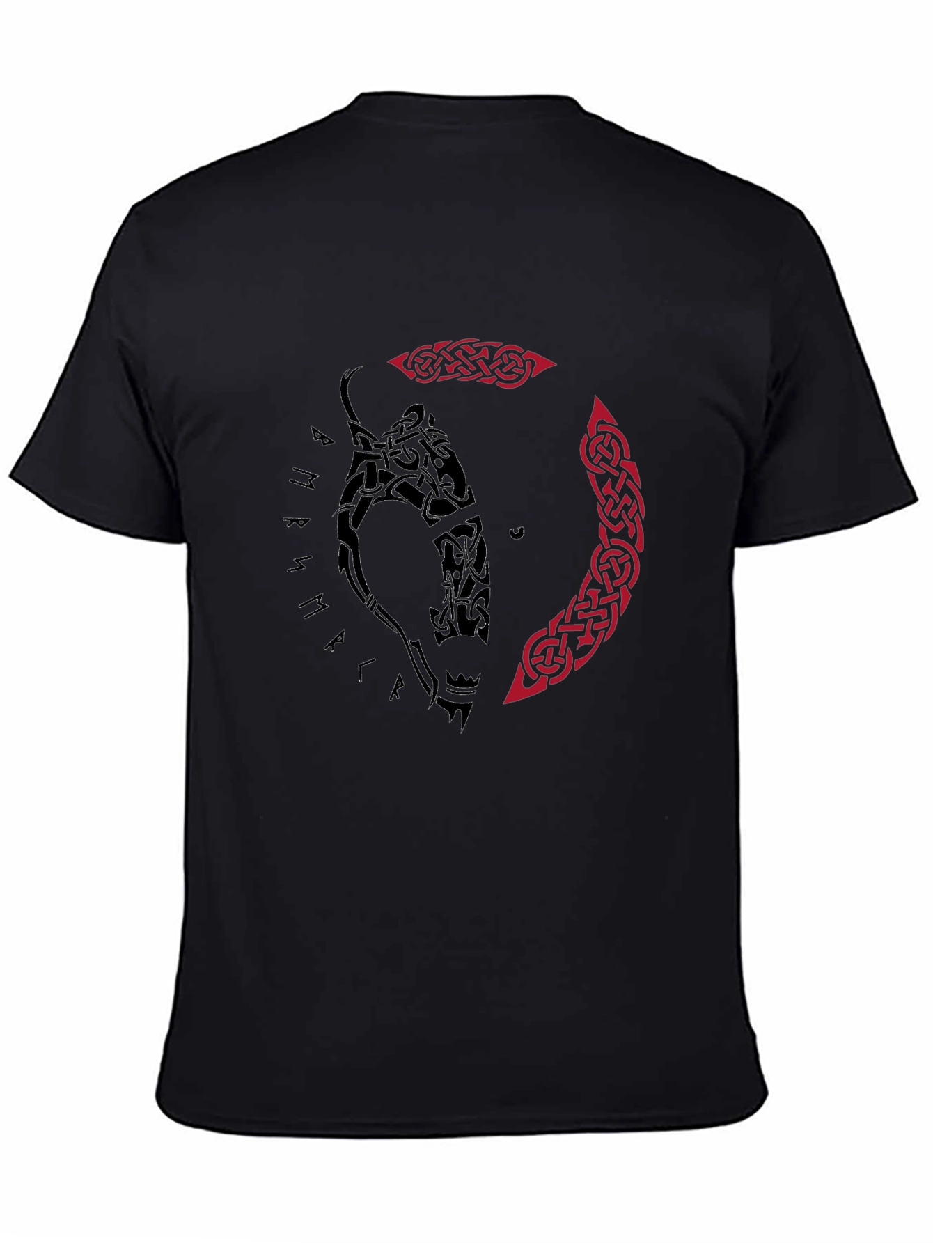 Viking Wolf Tattoo Graphic Tee - Black - 4