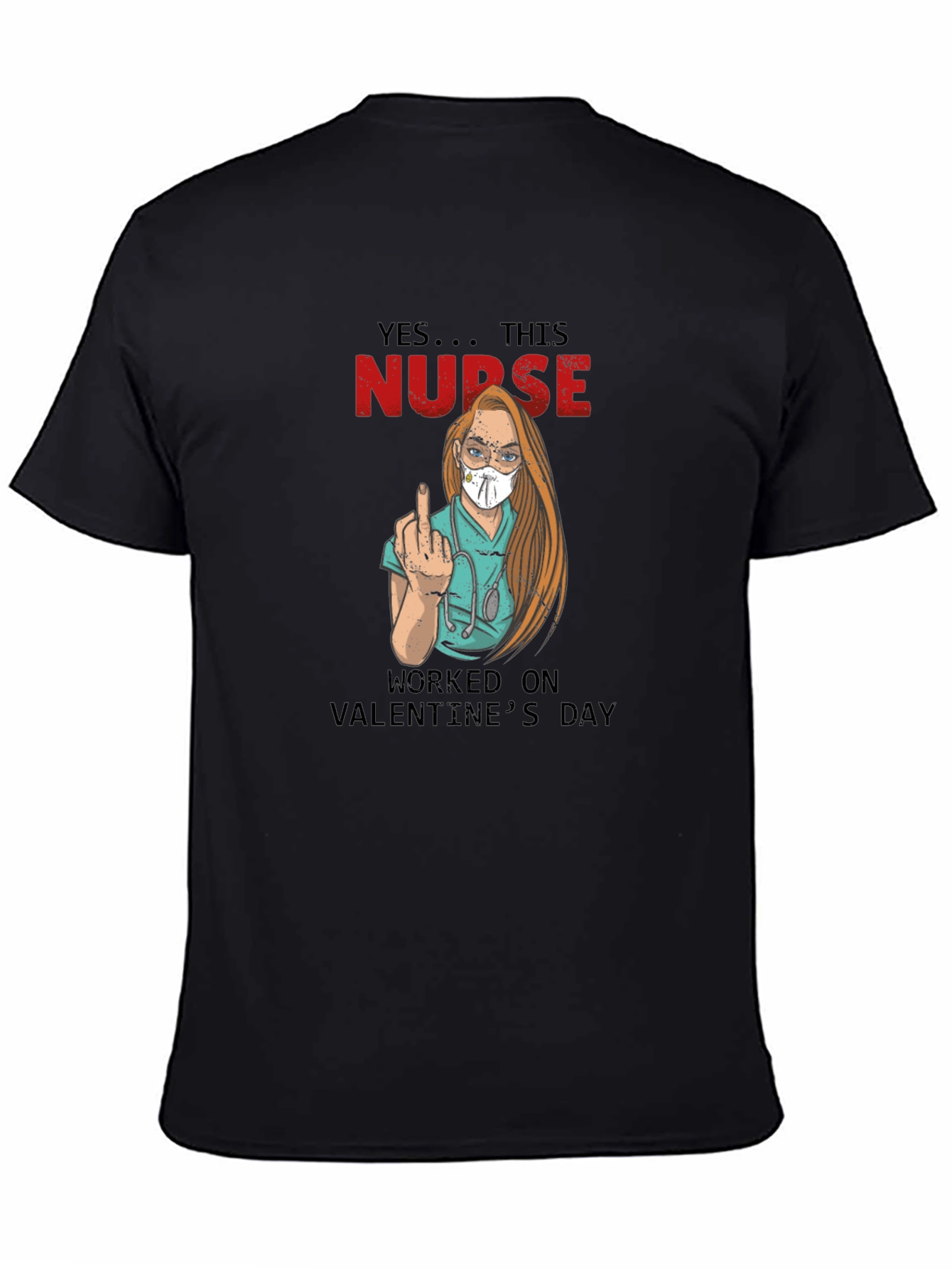 Black Valentine's Day Nurse T-Shirt view 4