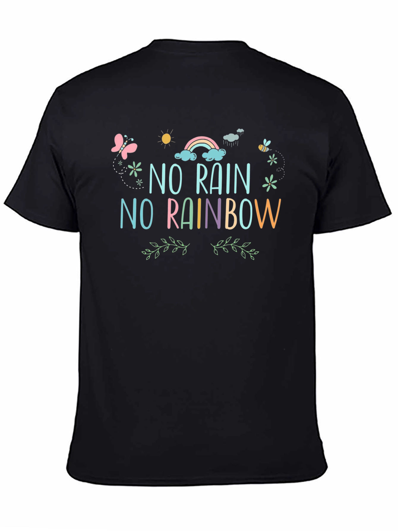 Black No Rain No Rainbow Graphic Tee view 4