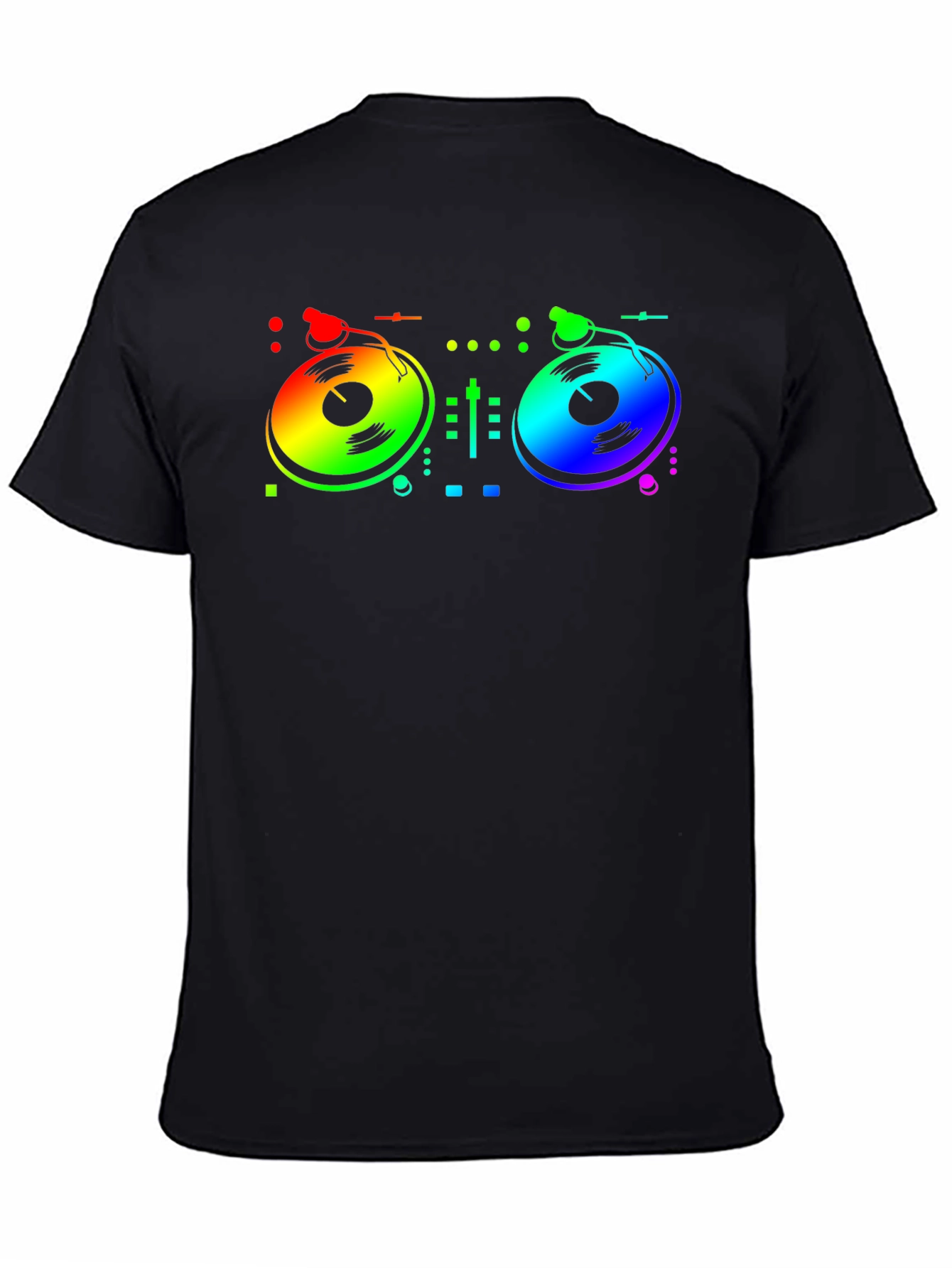 Black Rainbow DJ Turntable Graphic T-Shirt view 4