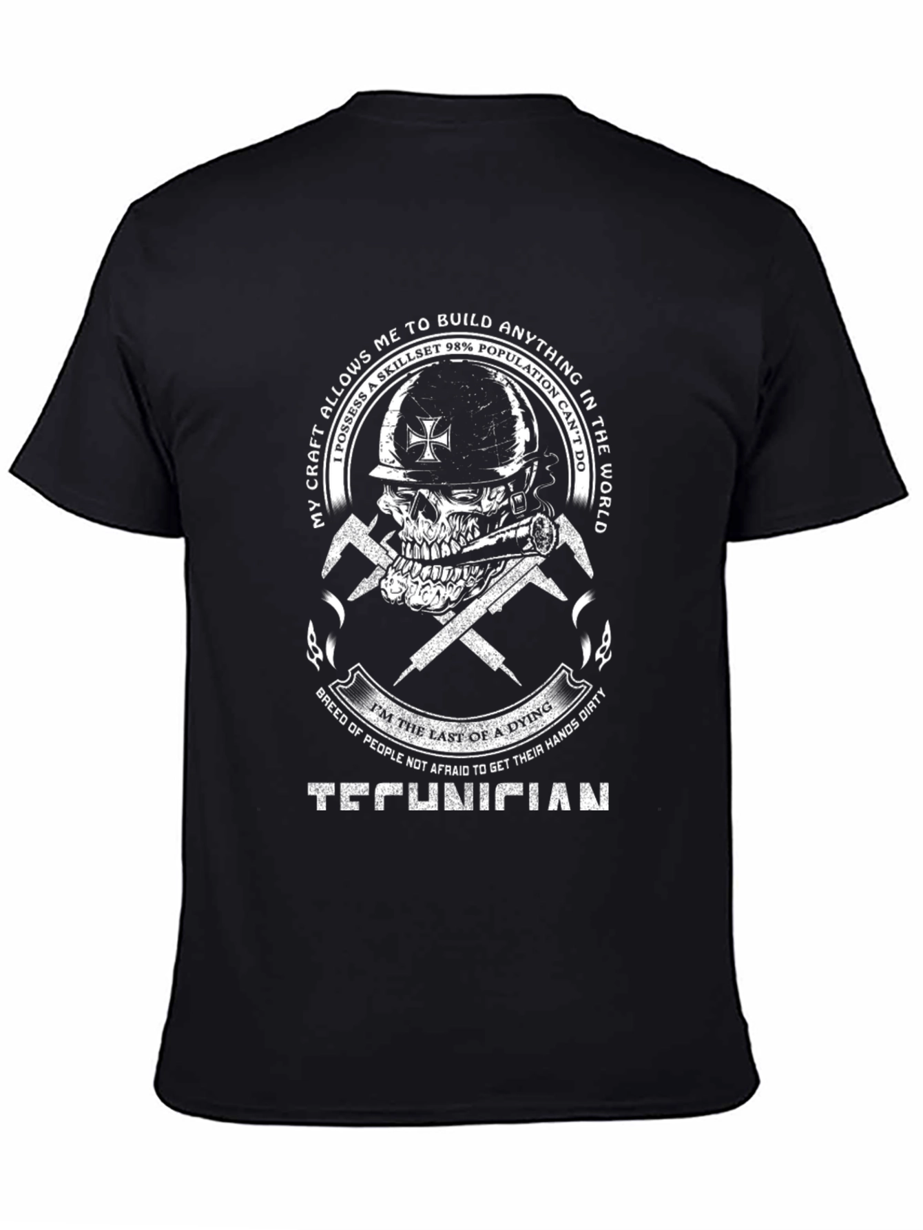 Black Technician Skull Graphic Tee view 4
