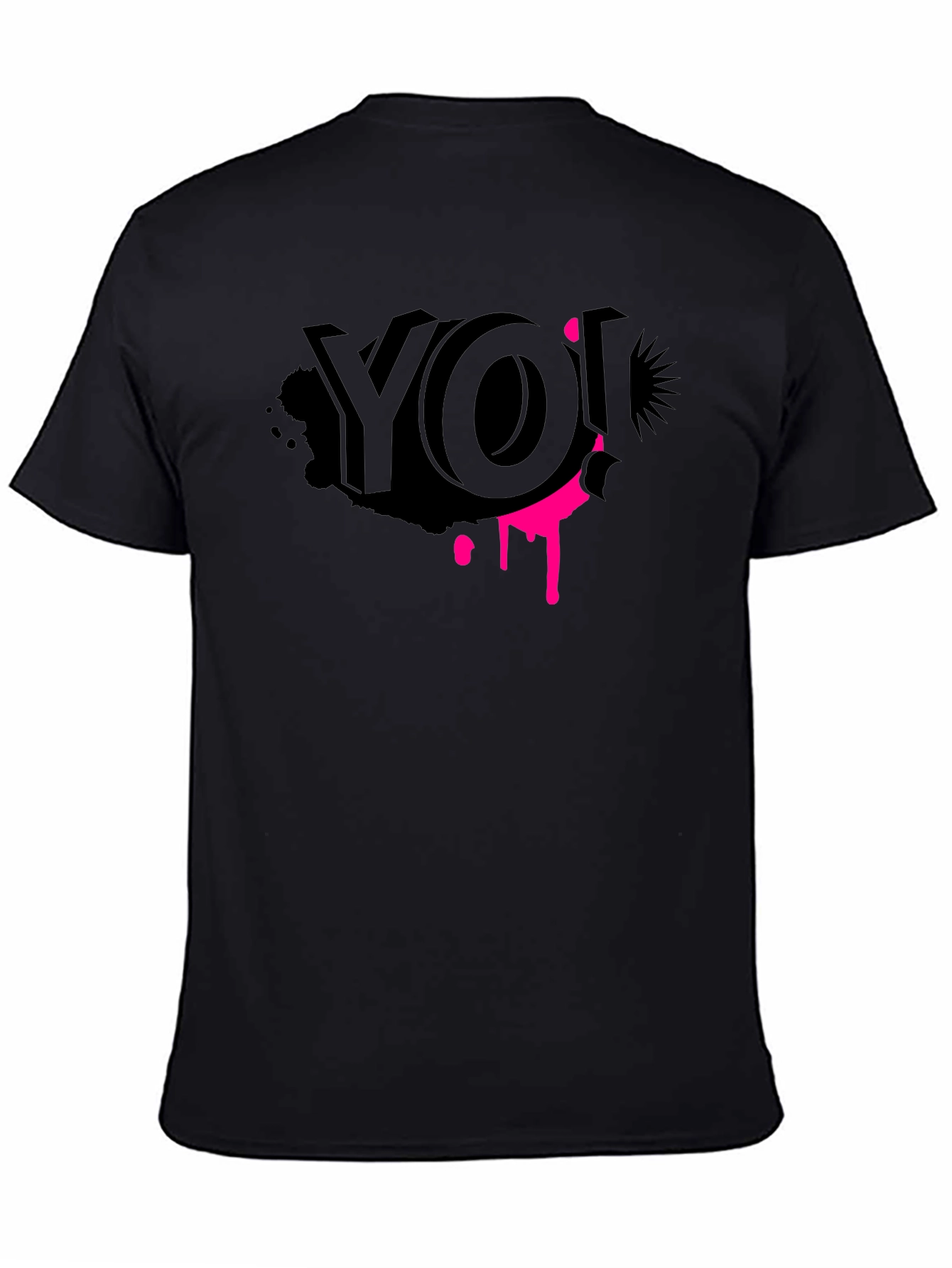 Black Edgy Graphic Tee - YO! Black Crew Neck view 4