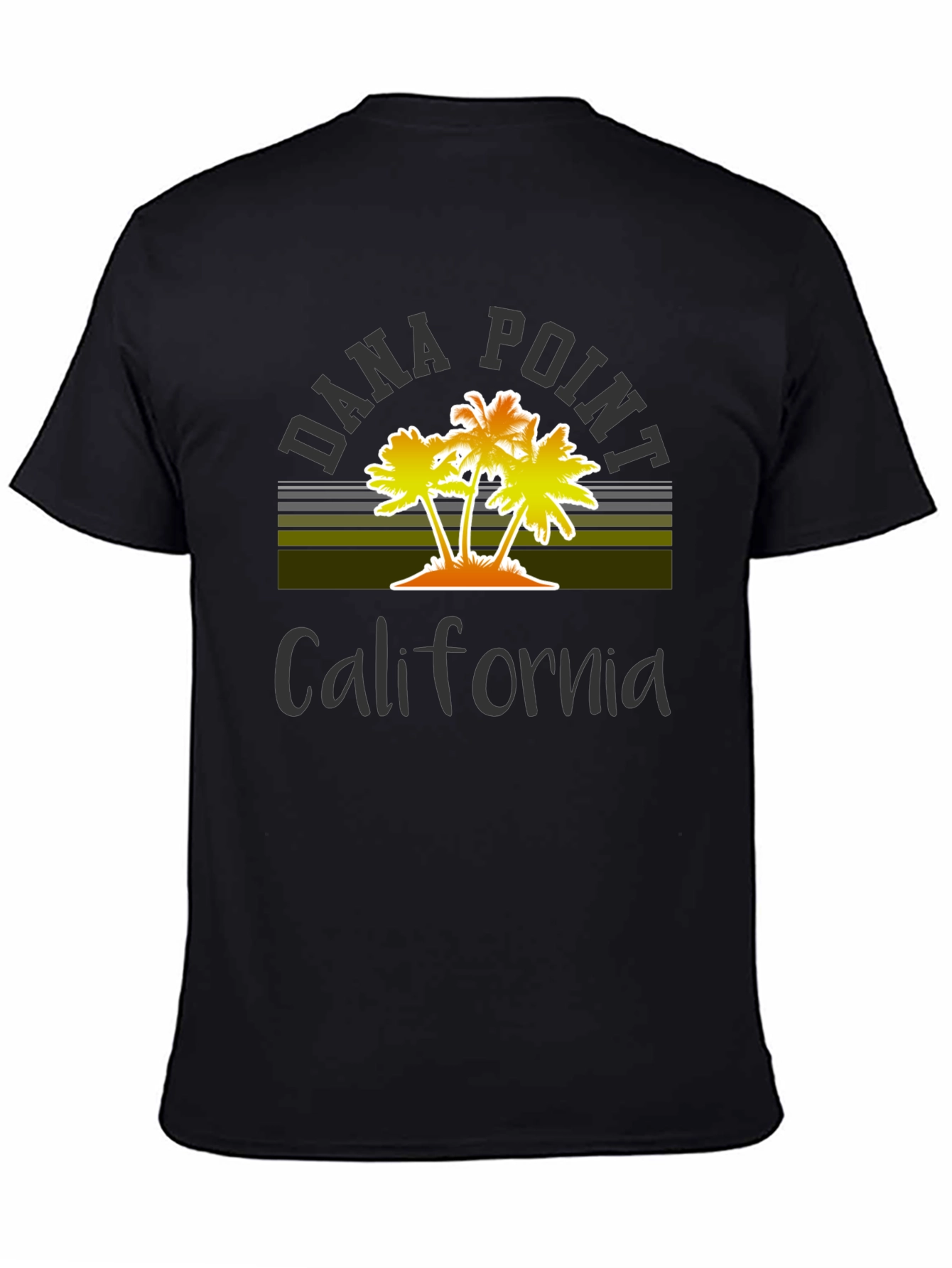 Black Dana Point California Palm Tree Graphic T-Shirt view 4