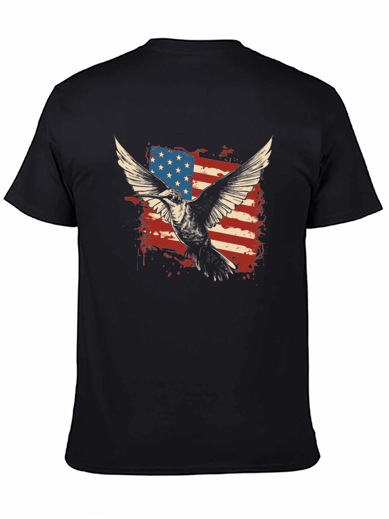 Black American Flag Eagle Graphic T-Shirt view 4