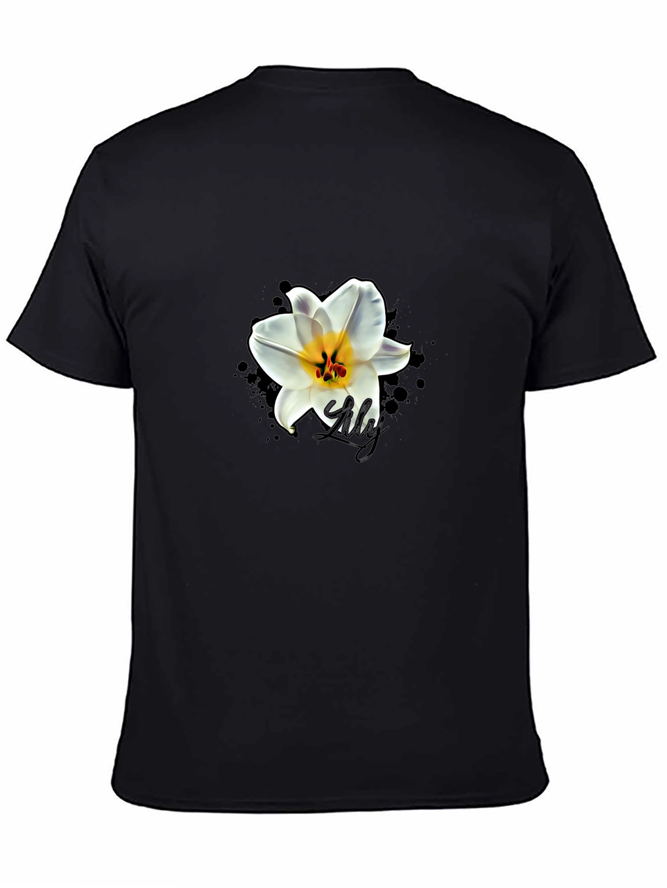 Black Black T-Shirt with Lily Graphic view 4