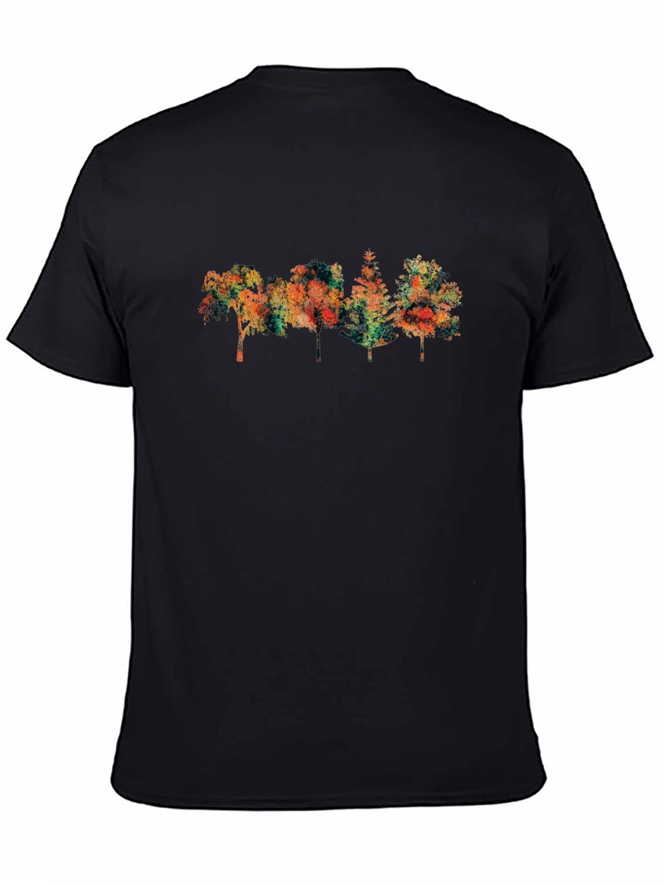 Black Nature Trees Graphic Black T-Shirt view 4