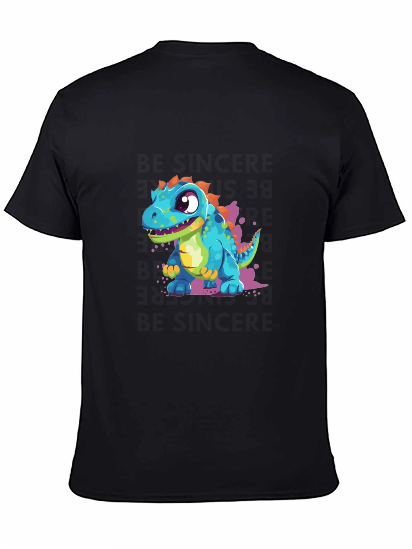 Black Cute Cartoon Dinosaur Graphic Tee view 4