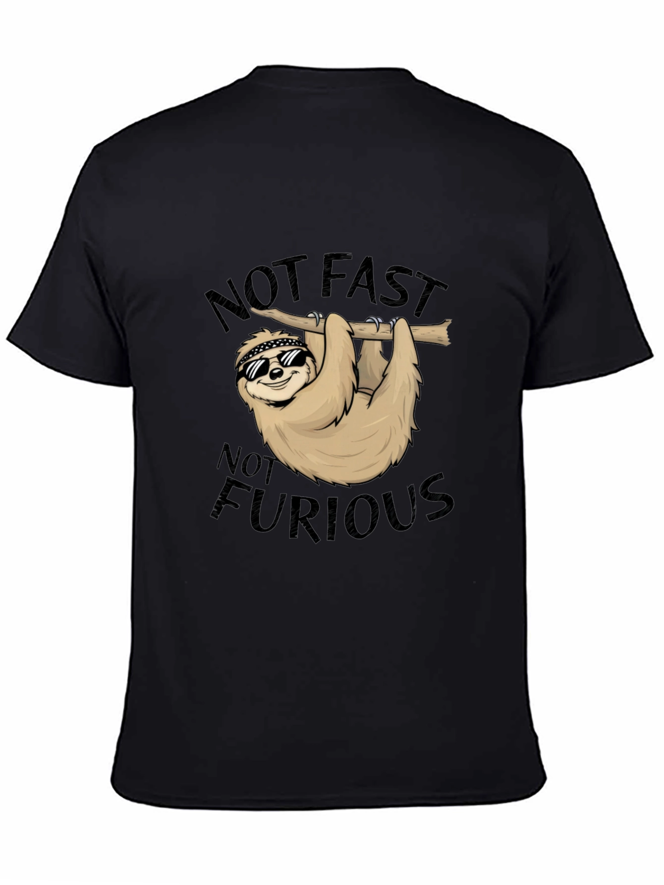 Black Not Fast Not Furious Sloth T-Shirt view 4