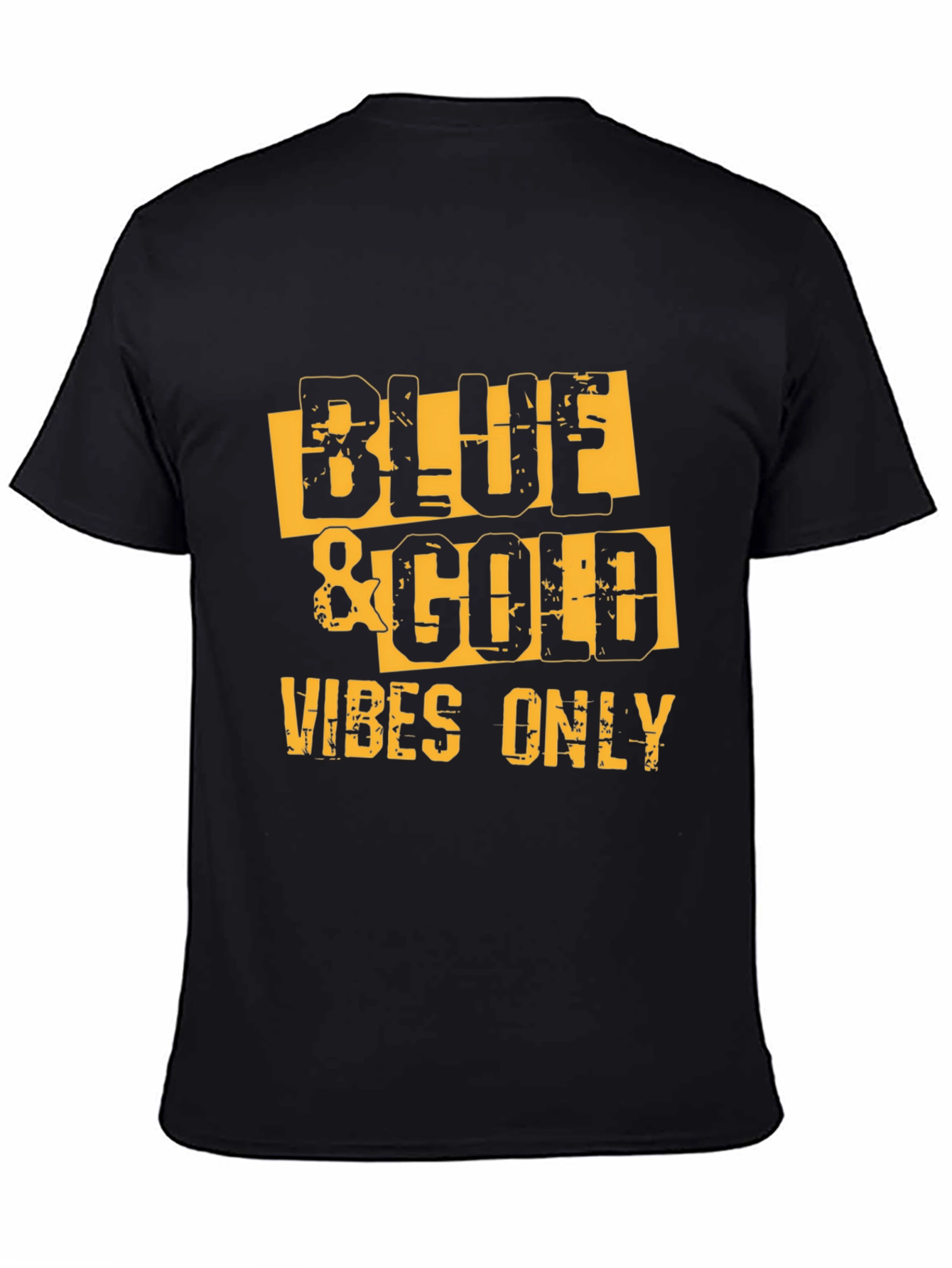 Black Blue & Gold Vibes Only T-Shirt view 4
