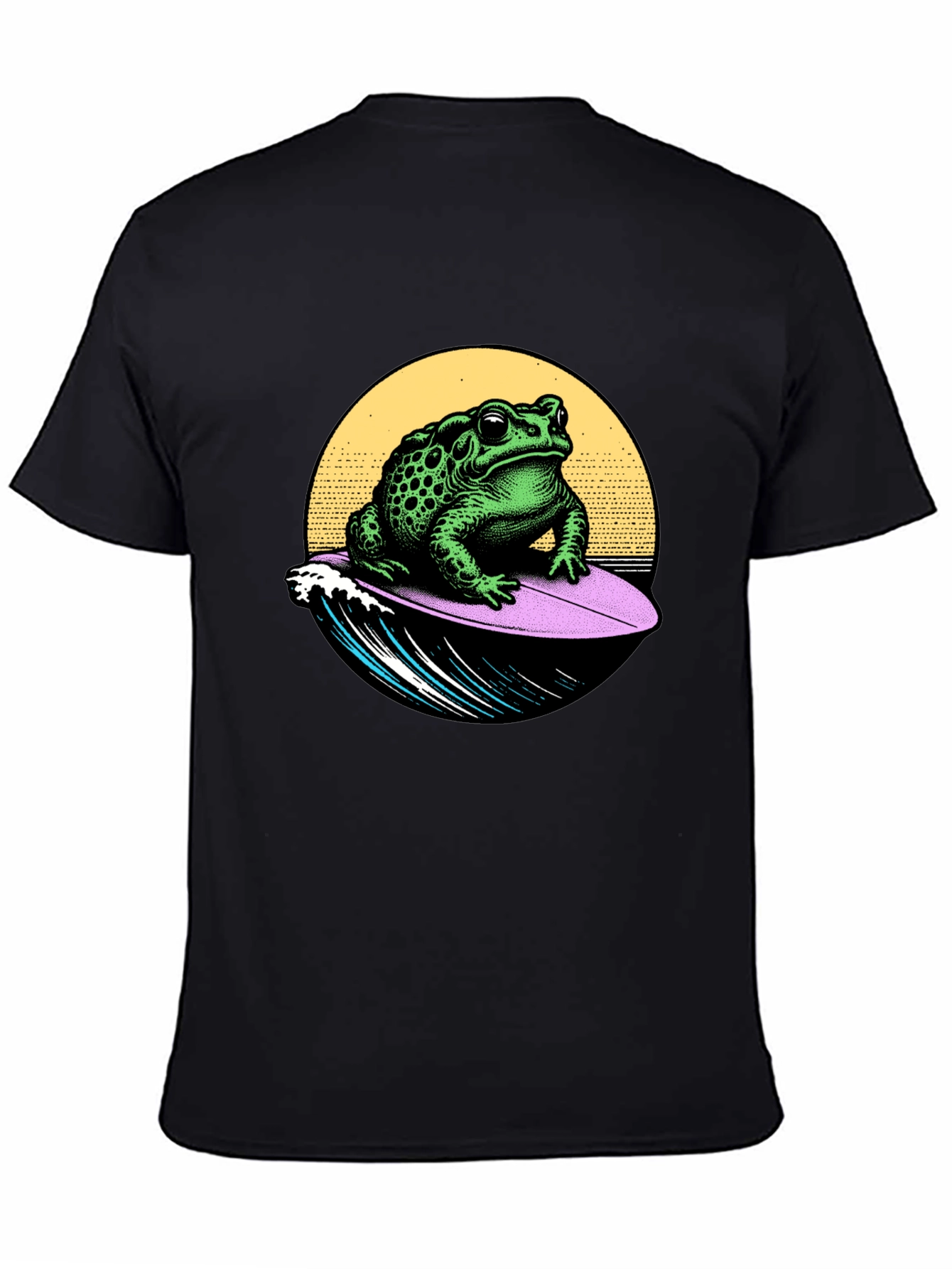 Black Surfing Toad Graphic T-Shirt - Black view 4