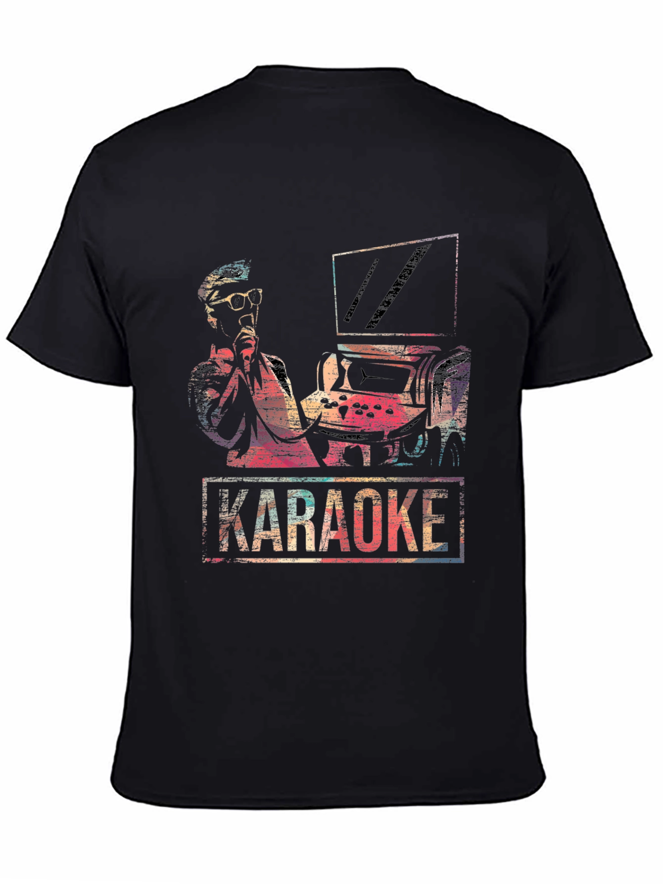 Black Retro Karaoke T-Shirt - Vintage Music Design view 4