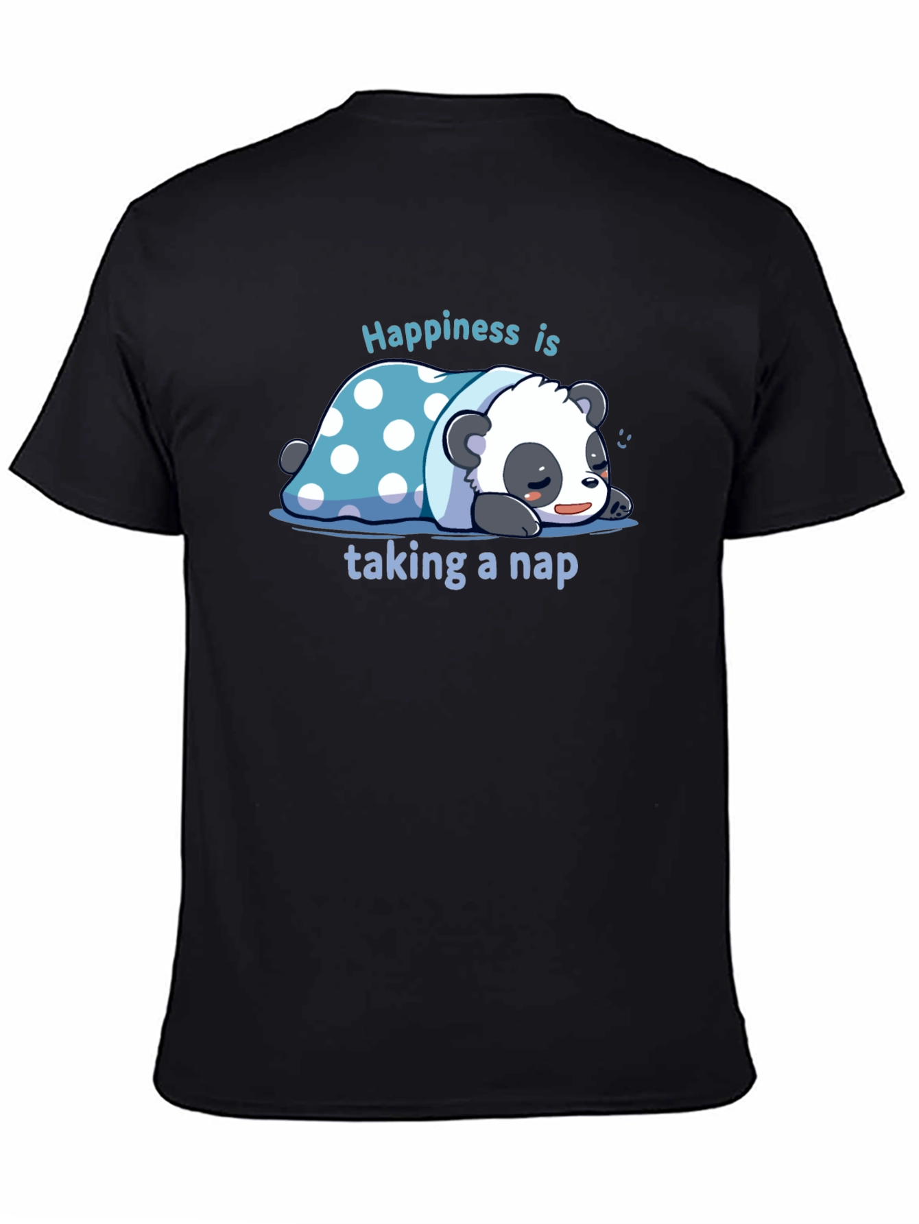 Black Cute Panda Nap T-Shirt view 4