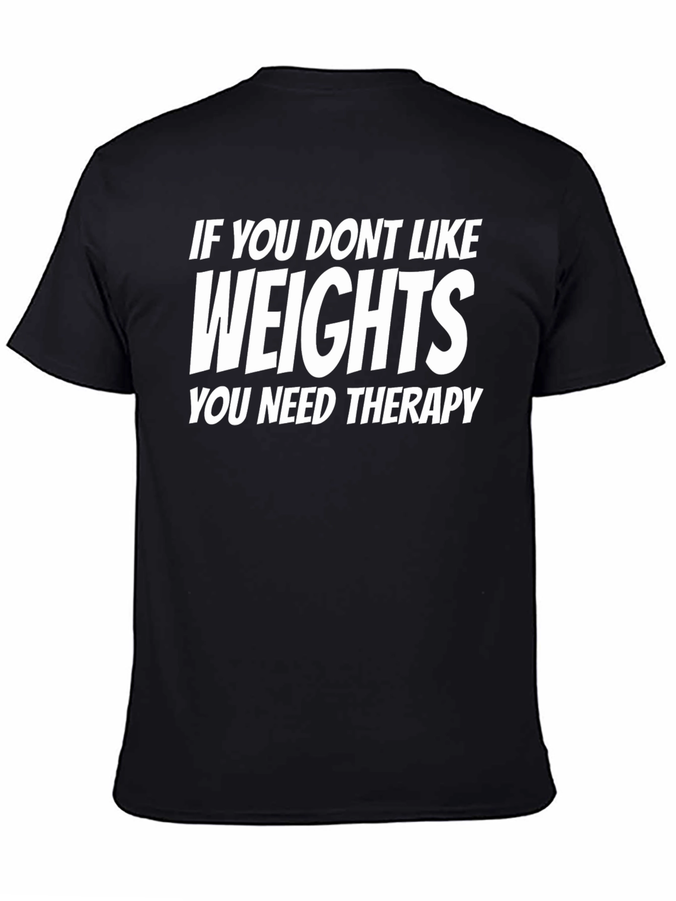 Black Funny Weights Therapy Black T-Shirt view 4