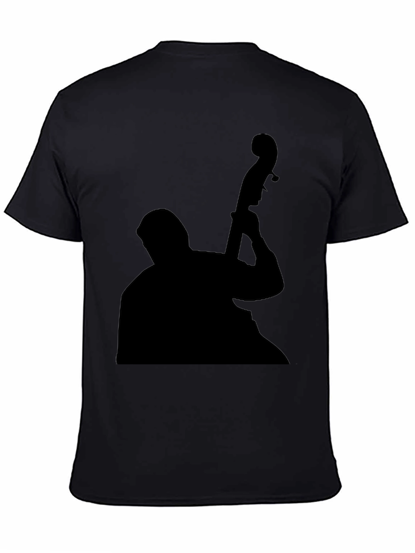 Black Jazz Bass Player Silhouette Black T-Shirt view 4