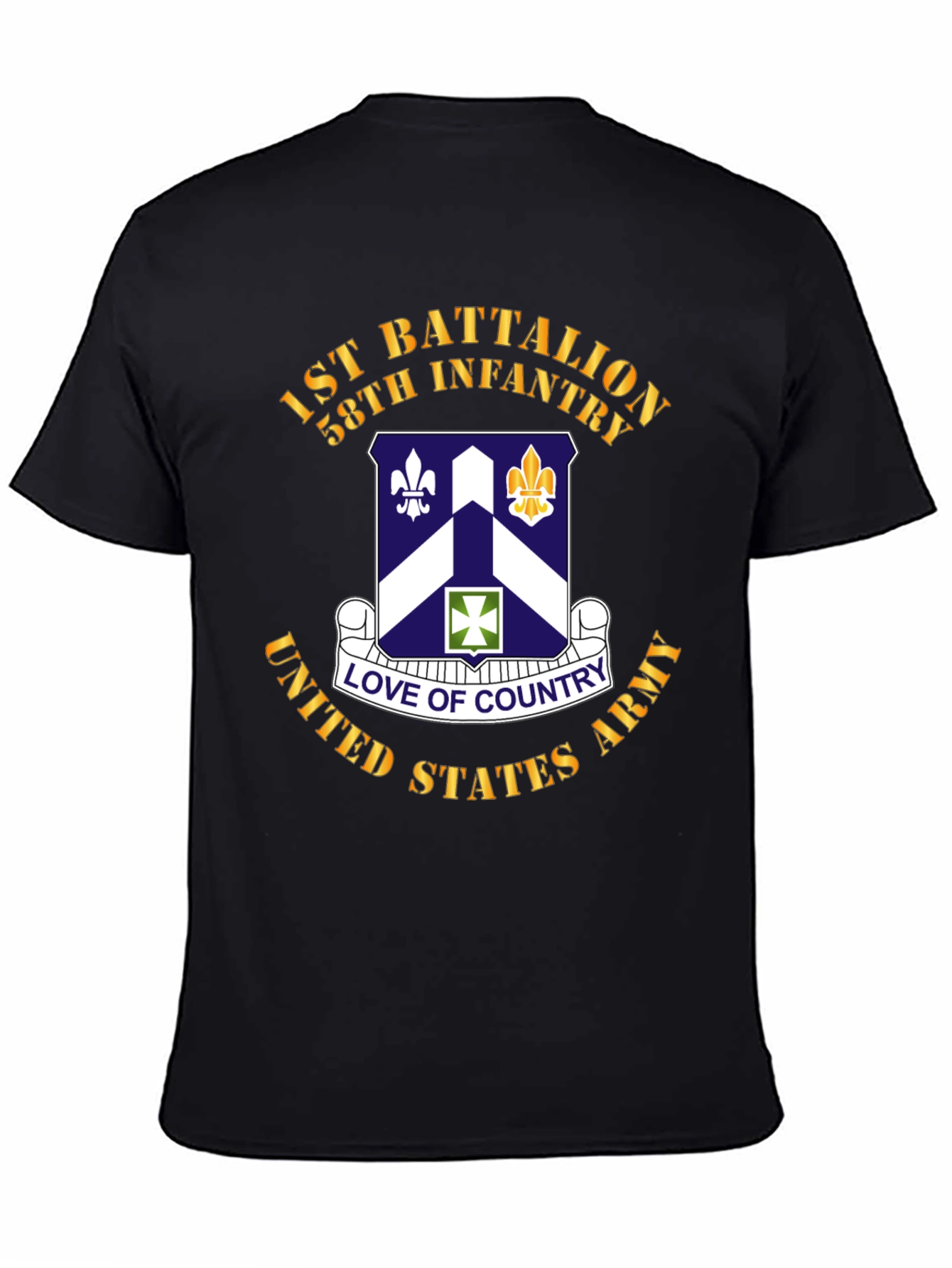 Black 1st Battalion 58th Infantry T-Shirt view 4