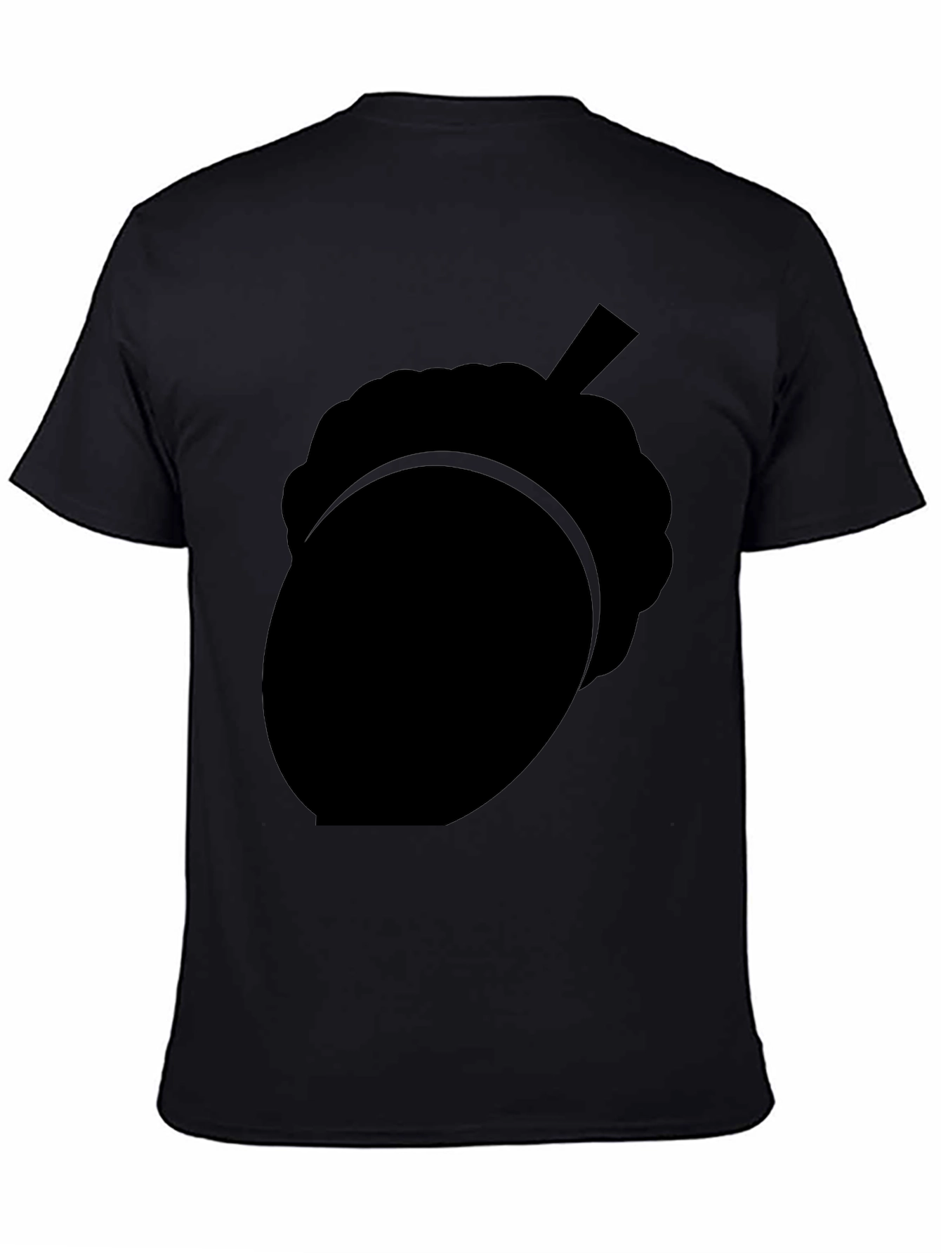 Black Acorn Silhouette Graphic Tee - Nature Inspired Black T-Shirt view 4