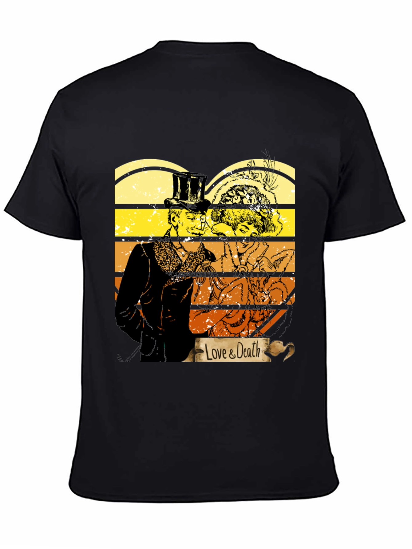 Black Love & Death Graphic T-Shirt - Vintage Style Tee view 4