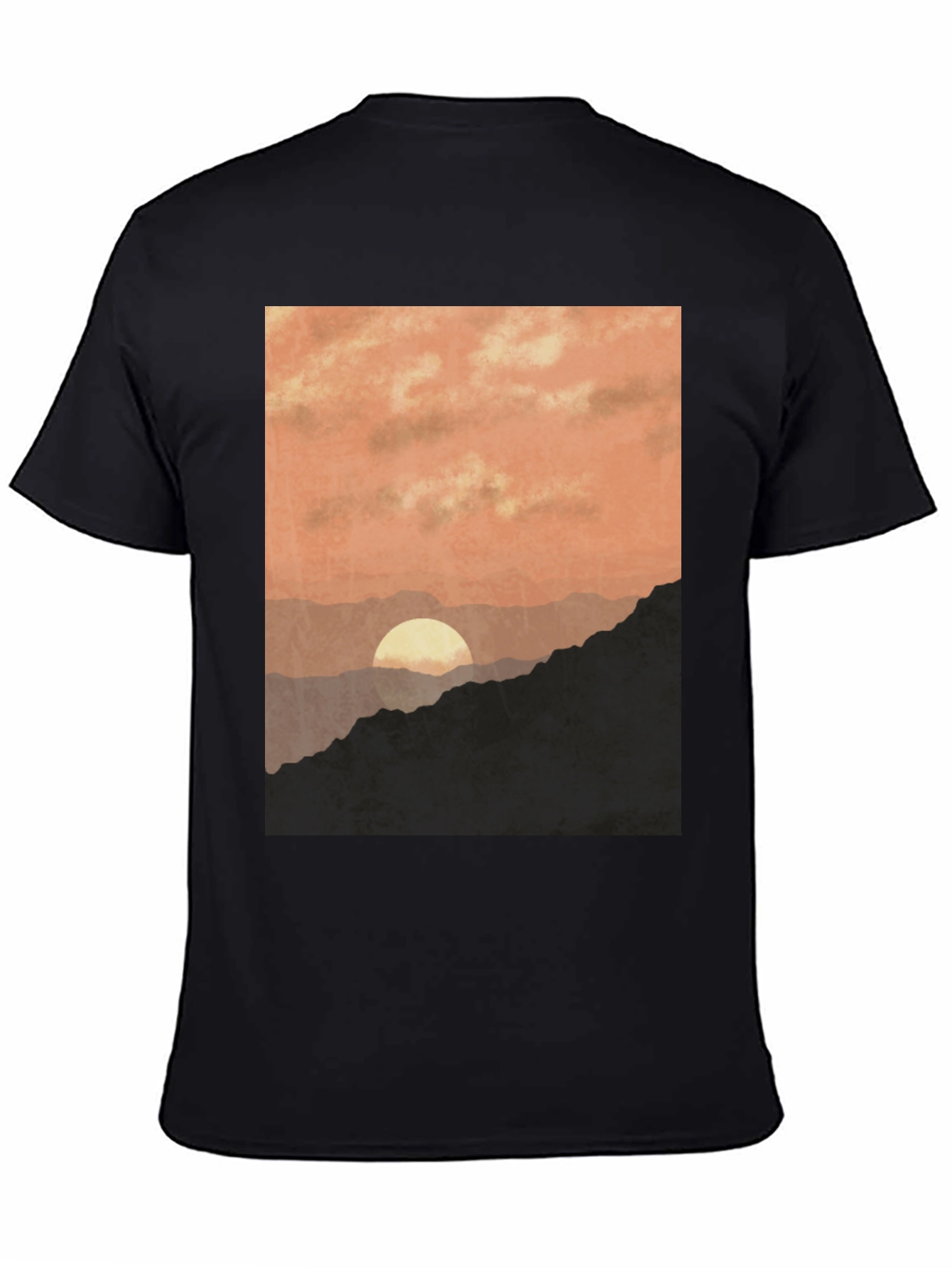 Black Sunset Mountain Graphic Tee - Stylish Black T-Shirt view 4