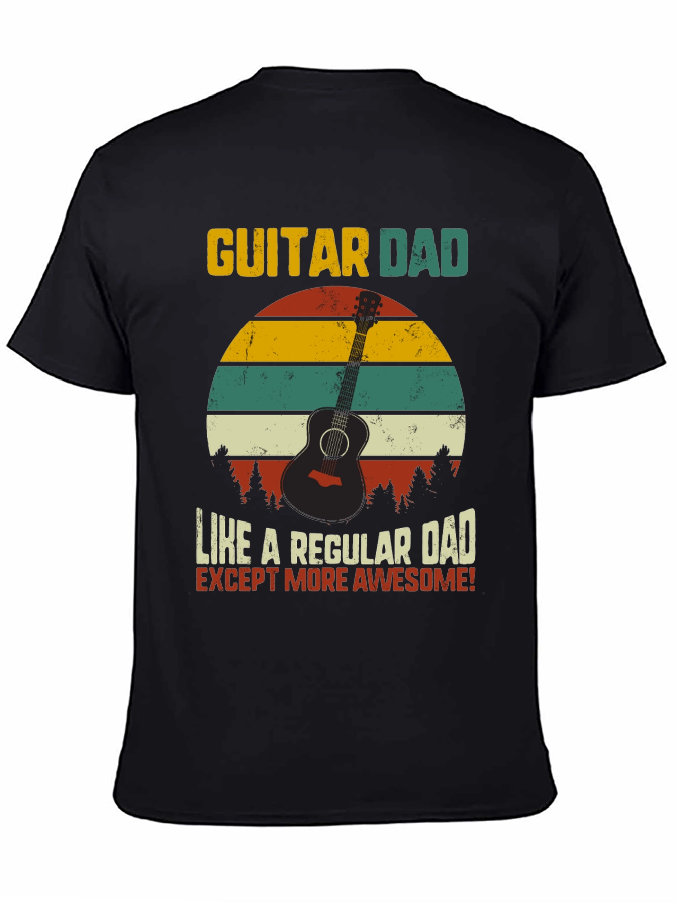 Black Guitar Dad Awesome T-Shirt view 4