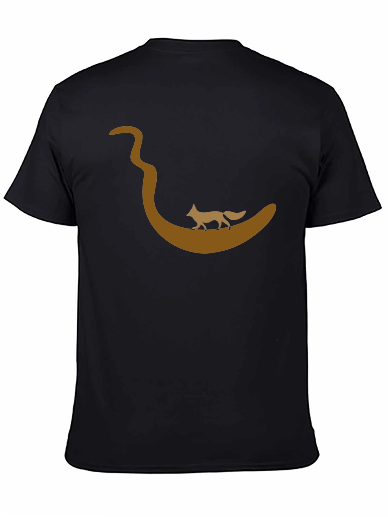 Black Fox on River T-Shirt - Black Cotton Tee view 4