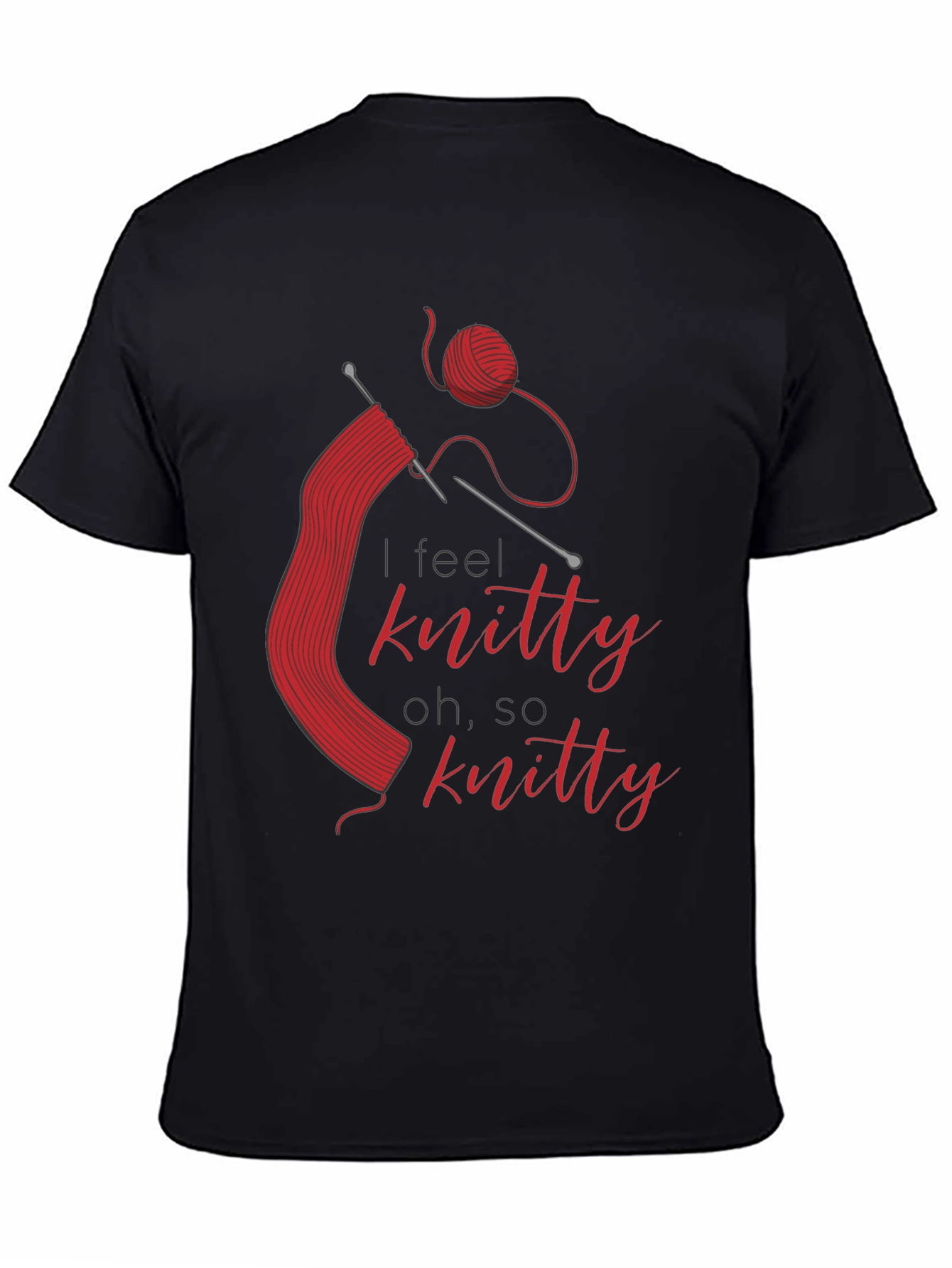 Black Knitty T-Shirt - Red Knitting Design view 4