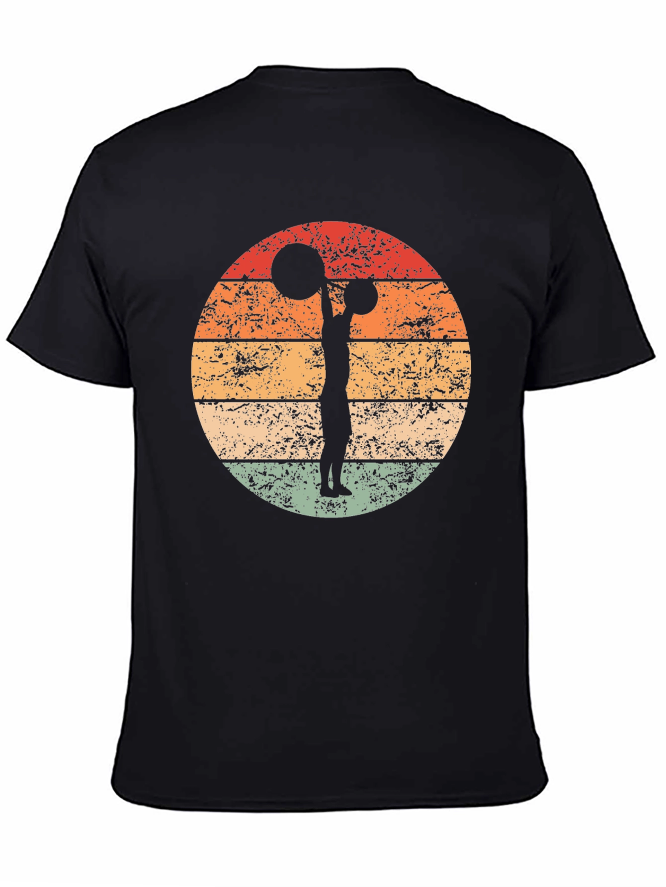 Black Retro Weightlifting Silhouette Graphic Tee view 4