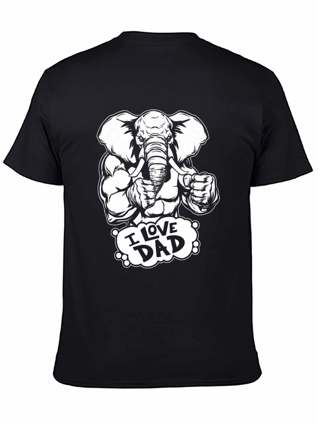 Black I Love Dad Elephant Graphic Tee - Black Cotton T-Shirt view 4
